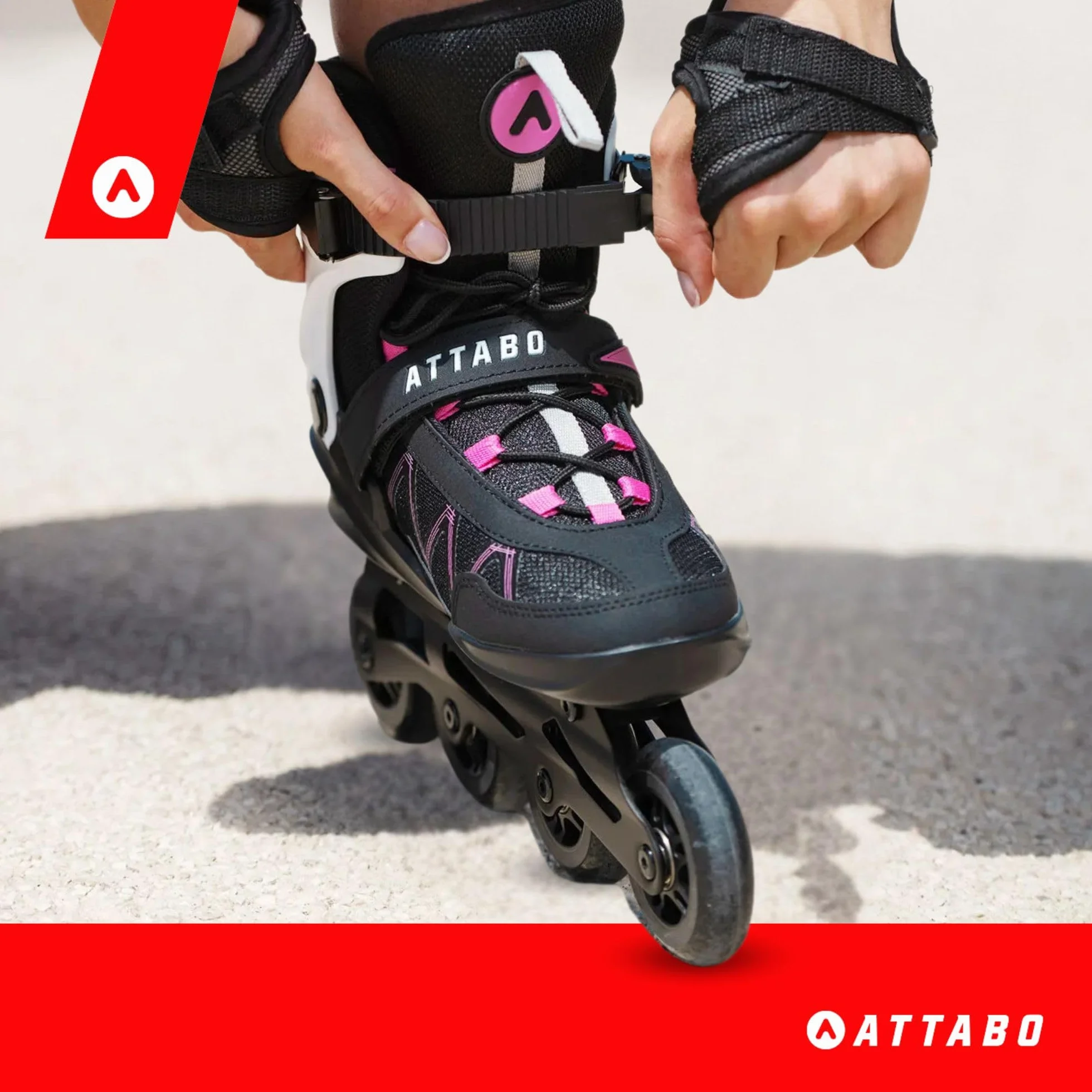 ATTABO Patines en línea Bliss Mujer 37-42 EU Bota Semirrígida Chasis Aluminio Ruedas 80 mm PU Rodamientos ABEC-7 Ajustable Rosa