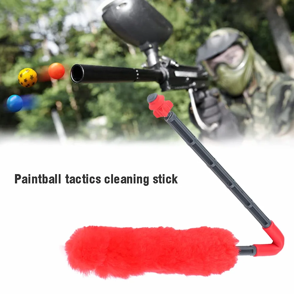 Varilla de Limpieza de Campo de Paintball de Lana, Hisopo de Limpieza de Barril con Punta de Goma Suave