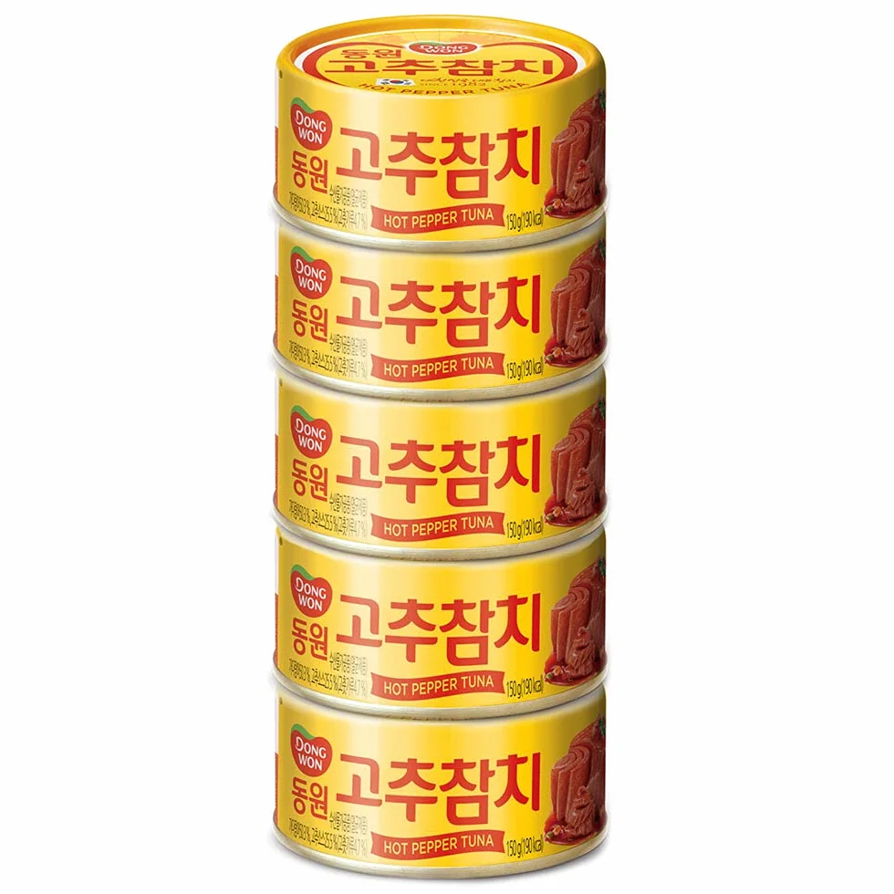 Lata de atún Dongwon con salsa de pimiento picante, 3.5 oz (100 g) x 5 latas - Atún enlatado coreano