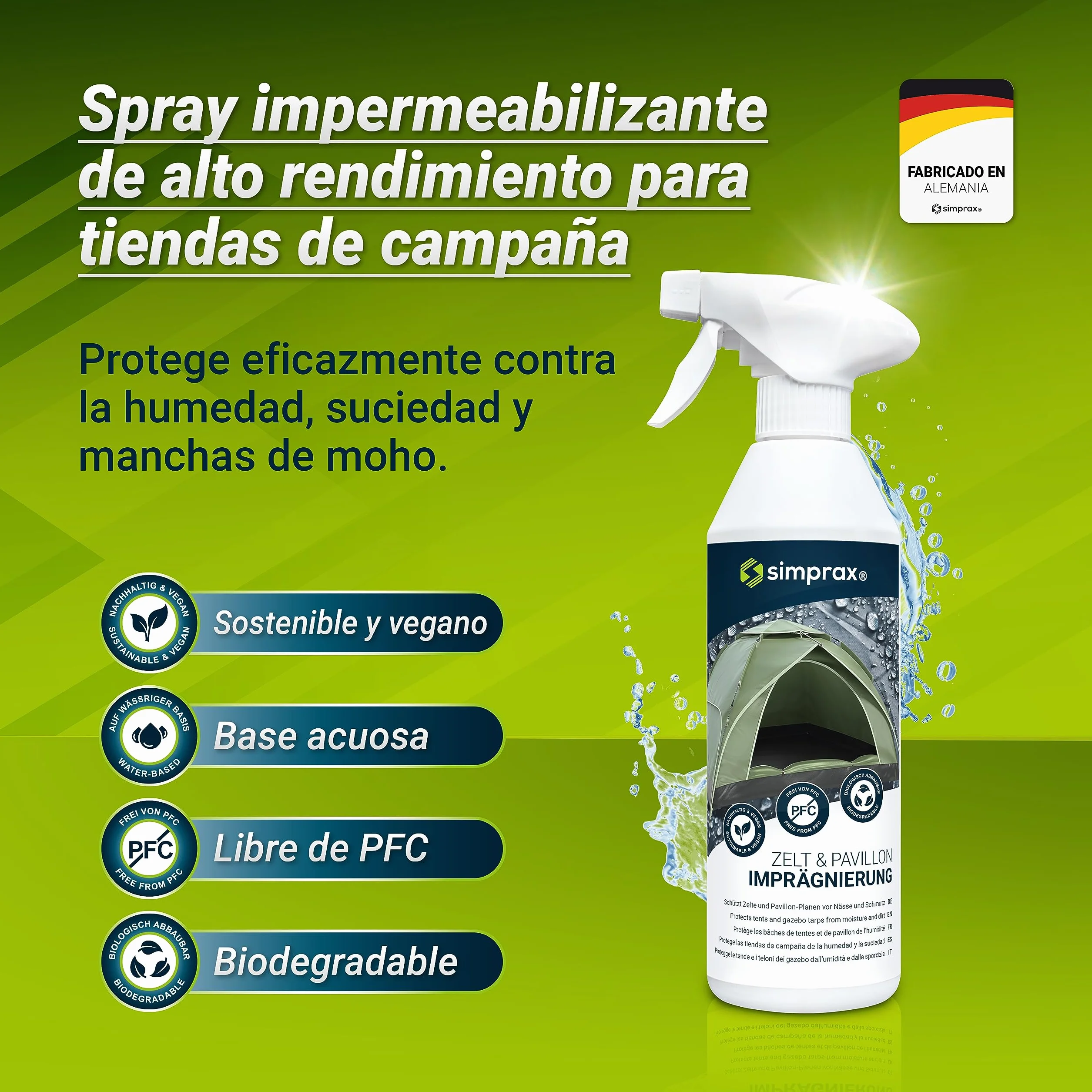 Spray Impermeabilizante Textil 5 L Certificado Oeko-Tex Protección UV