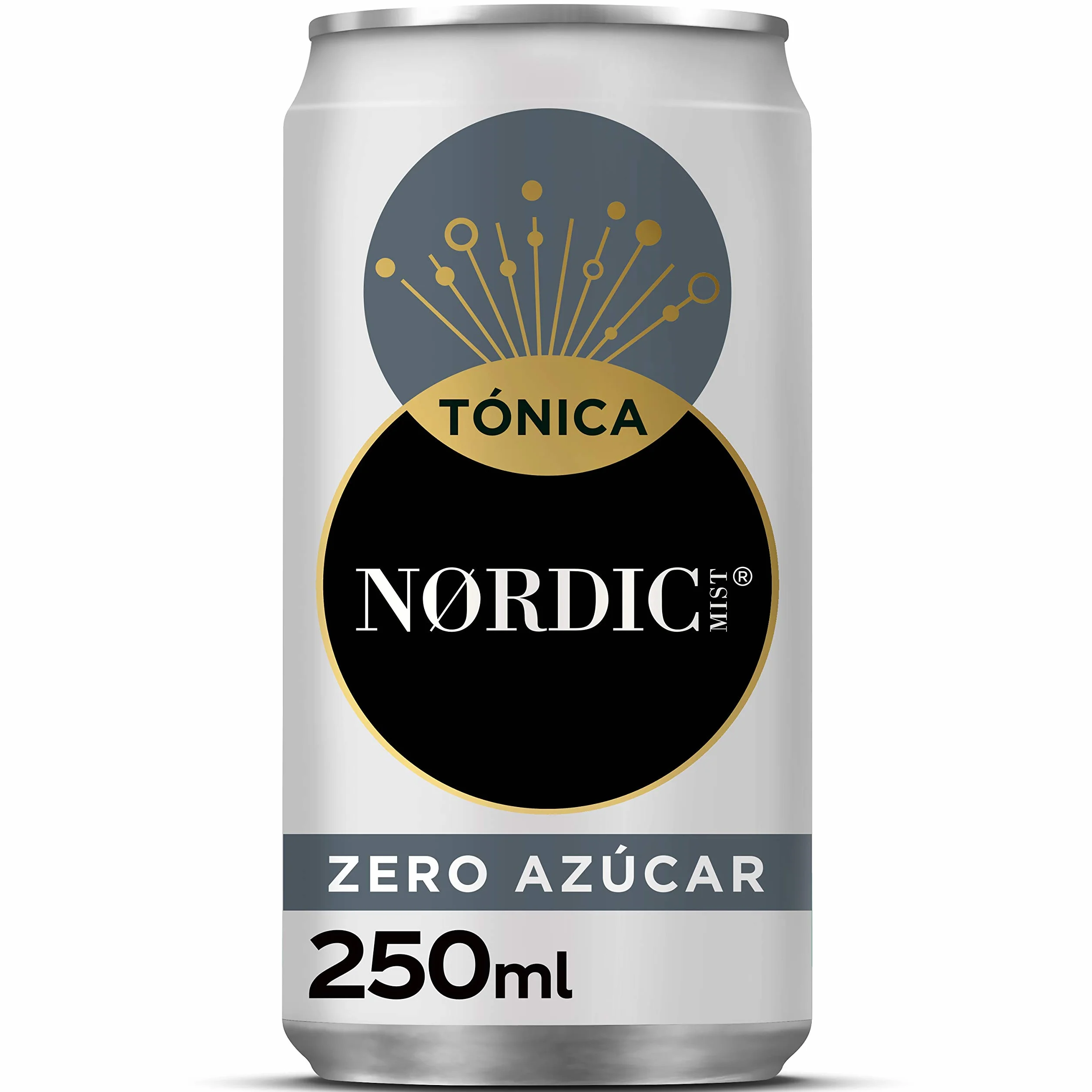 Nordic Mist Zero Azúcar, Refrescante Tónica sin Azúcar - Pack de 24 Latas de 250 ml