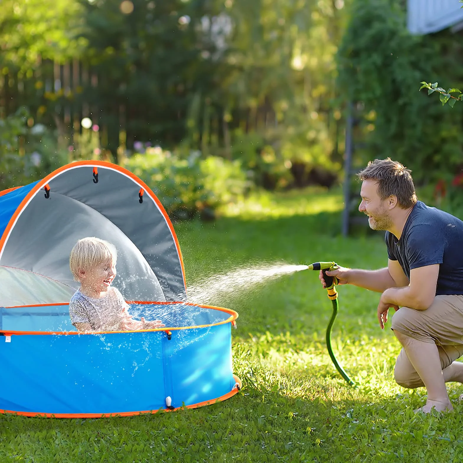 Peradix Splash Pool 4 en 1 con toldo UV y mosquitera portátil para niños