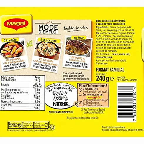 Nestle Maggi Lote de 3 bases de ternera 240 g