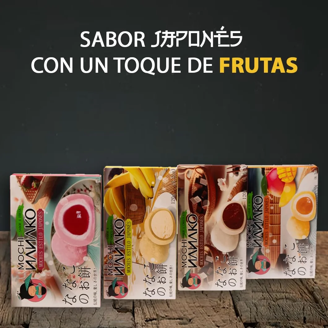 JAPON MARKET Pack 4 Mochis Japoneses: 2 de Mango y 2 de Chocolate - Dulce Asiático, Postre Exótico - 600g - Caja de Chuches Japonesas