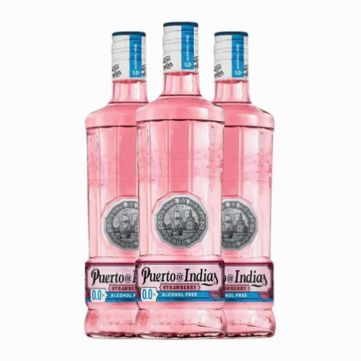Ginebra Puerto de Indias Strawberry Gin 75 cl Sin Alcohol (Caja de 3 Botellas de 75 cl)