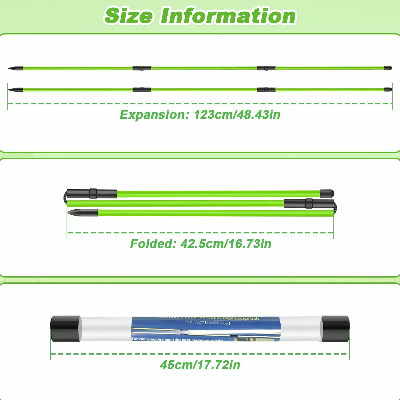 Palos de Alineación Golf Plegables 123cm, Varillas Entrenador Swing Fibra Vidrio 3 Secciones para Principiantes