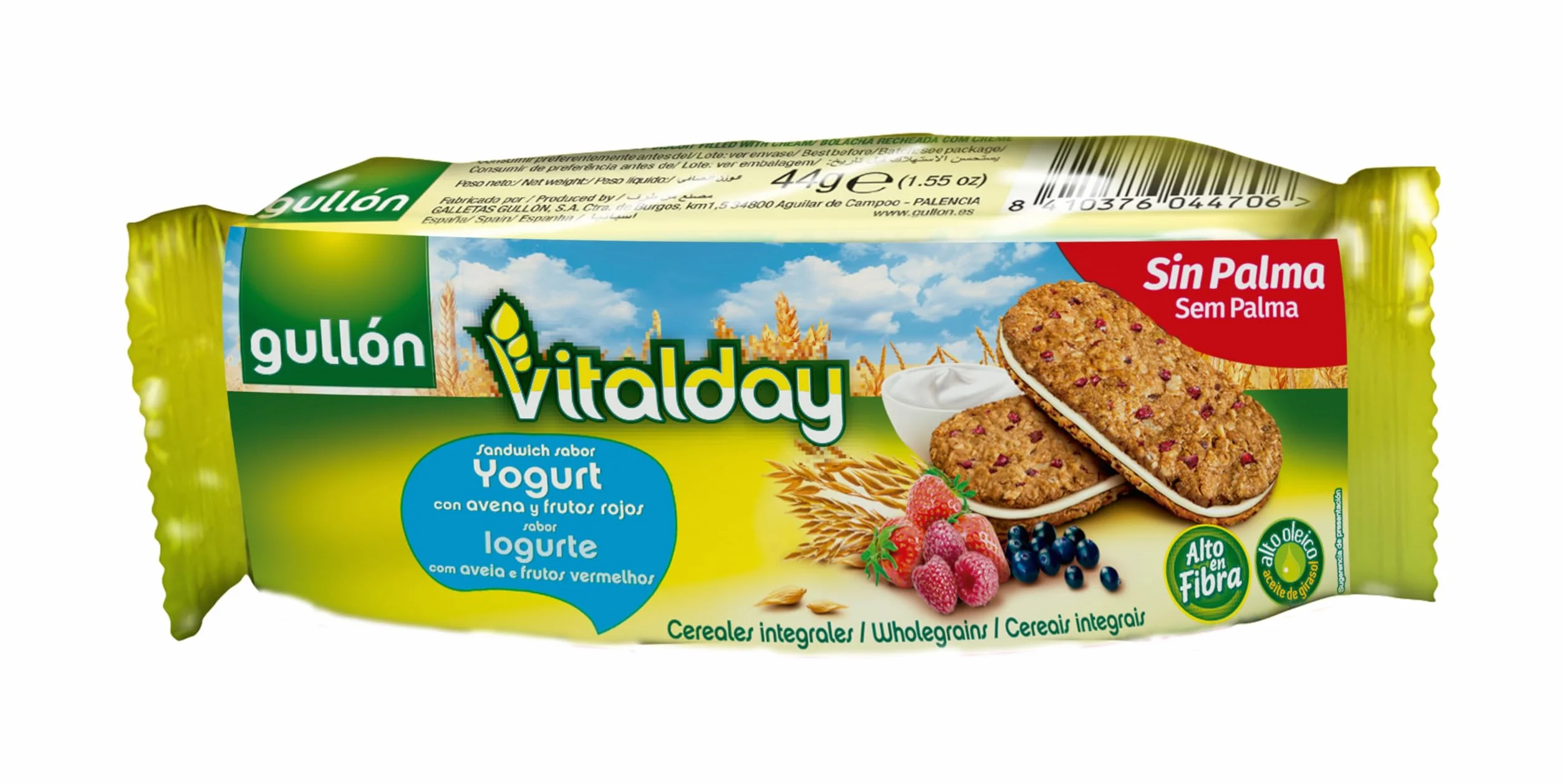 Gullón Vitalday Sandwich Yogur Galleta Desayuno y Merienda, Paquete de 5 x 44g