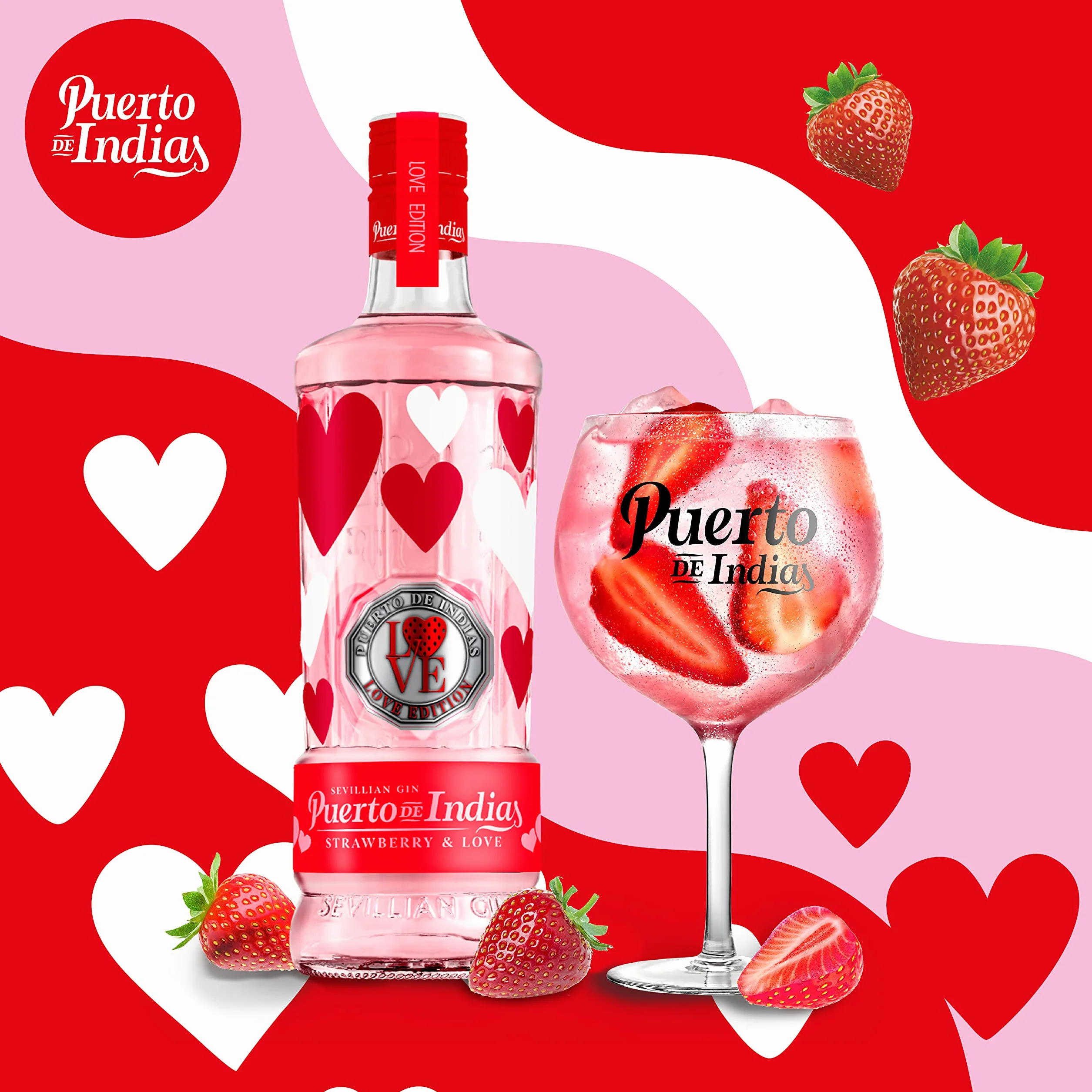 Puerto de Indias – Love Edition – Ginebra de Fresa Premium – Strawberry Premium Gin – 70 cl – 37.5º