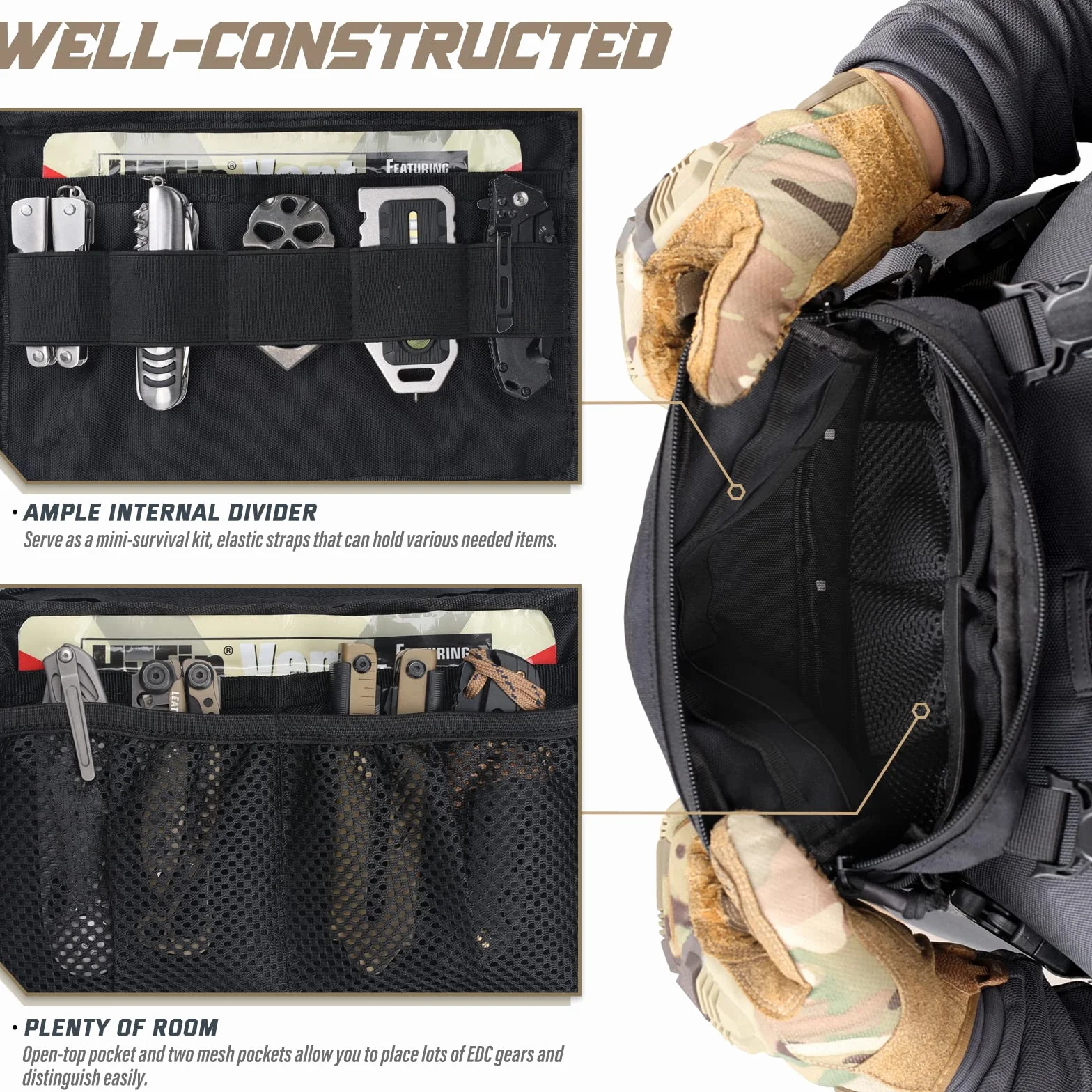 WYNEX Pecho Táctico Rig Pack para Hombres, Corriendo Bolsa de Pecho con Lazo Frontal Airsoft Recon para Caza al Aire Libre EDC