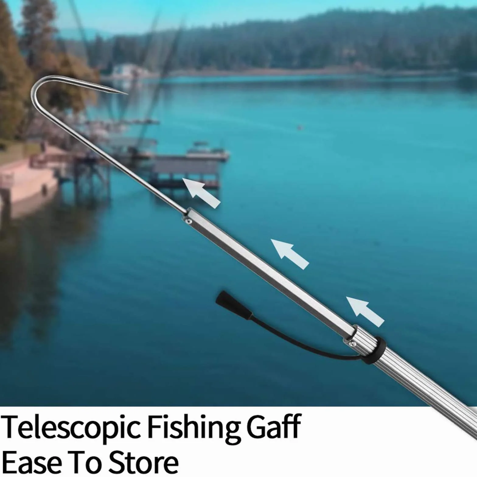 Varilla de fibra vidrio telescópica con agarre EVA y gancho acero M8 para pesca agua dulce salada