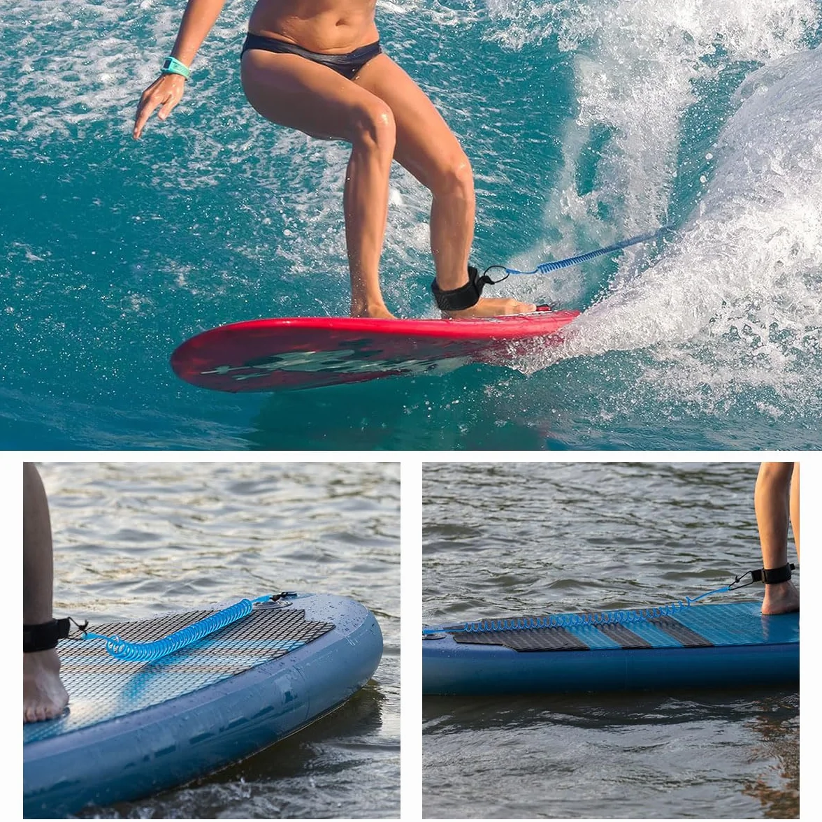 Leash Tabla de Surf, Correa Tobillo TPU para SUP, Cuerda Resorte Espiral Accesorio