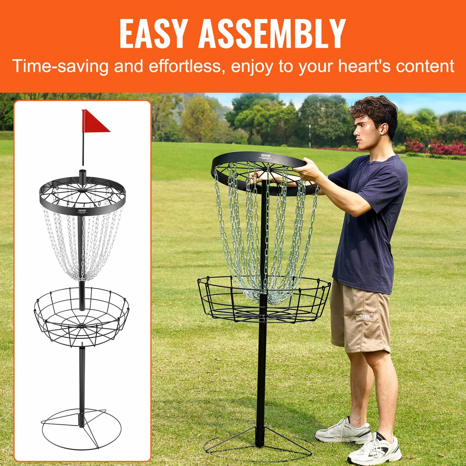 VEVOR Canasta de Golf con Disco de Cadenas Objetivo Portátil para Interiores y Exteriores, Negro
