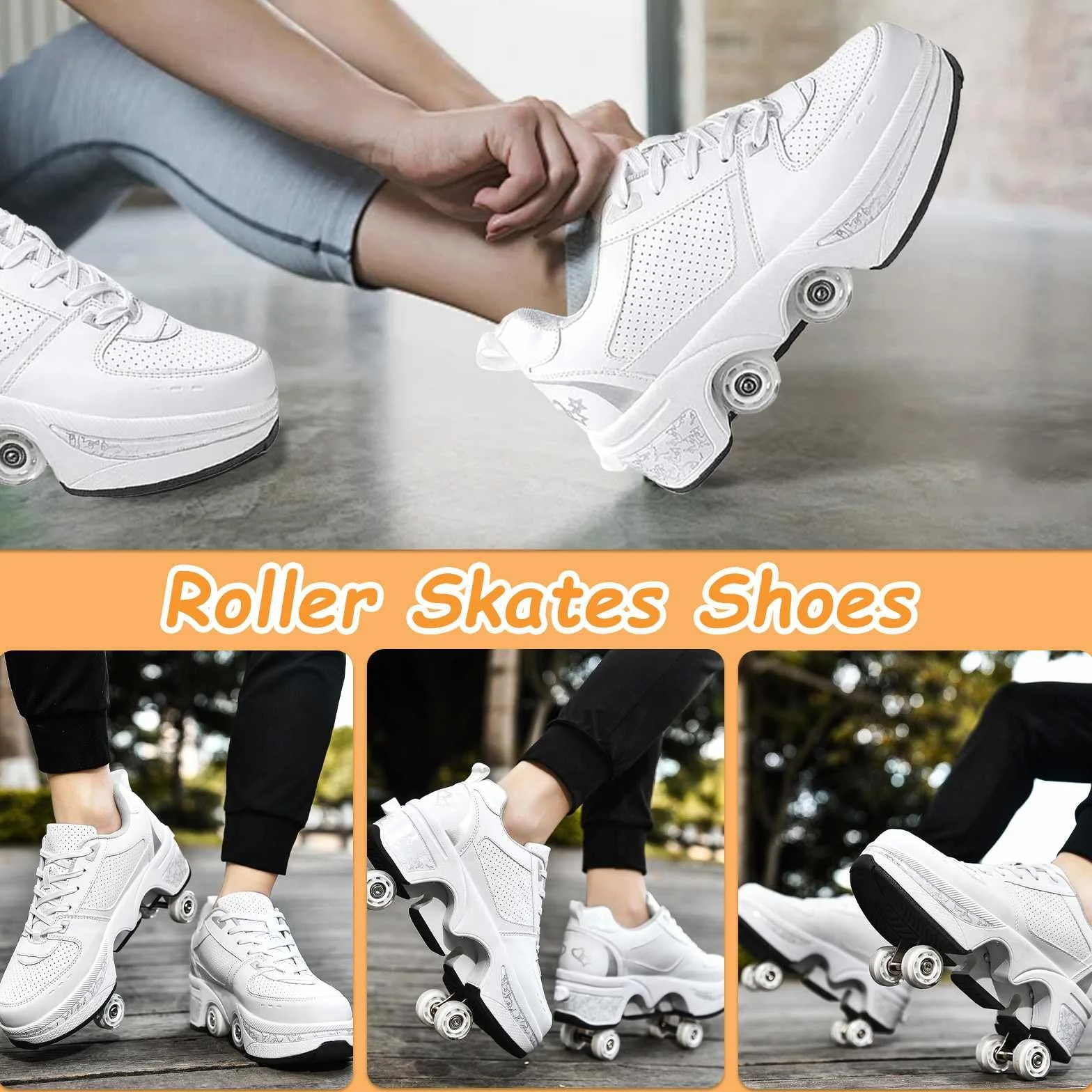 Zapatillas con Ruedas Ajustables Patines de 4 Ruedas para Jóvenes y Adultos