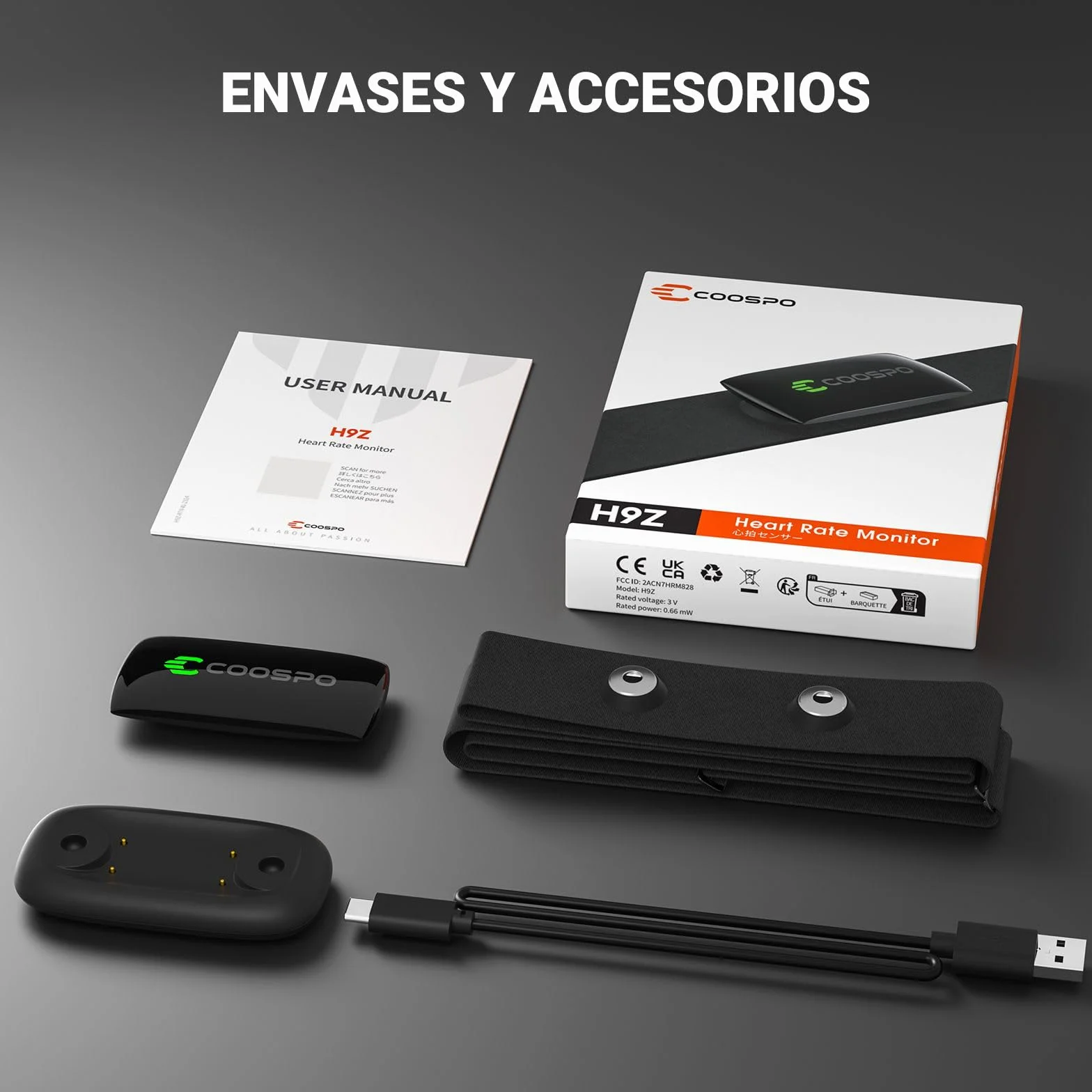 COOSPO H9Z Pulsometro Bluetooth 5.0 Ant+ Frecuencia Cardíaca HRM Fitness Tracker IP67 Impermeable Heart Rate Monitor