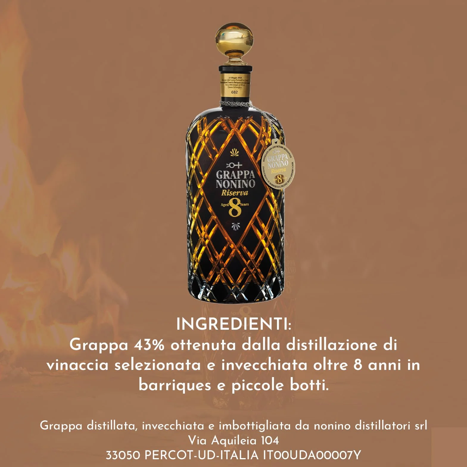NV Grappa Nonino Riserva 8 Anni, Grappa Italiana - 1 x 0.7 l