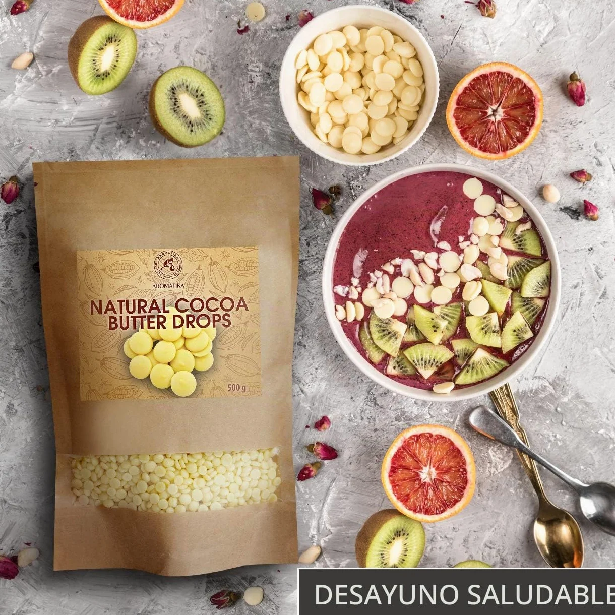Manteca de Cacao Comestible 500g - Theobroma - Cacao Nibs - Raw Sin Refinar Manteca de Cacao - Pastillas de Manteca de Cacao Granulos - Hornear Manteca de Cacao Alimentaria para Hornear y Hacer