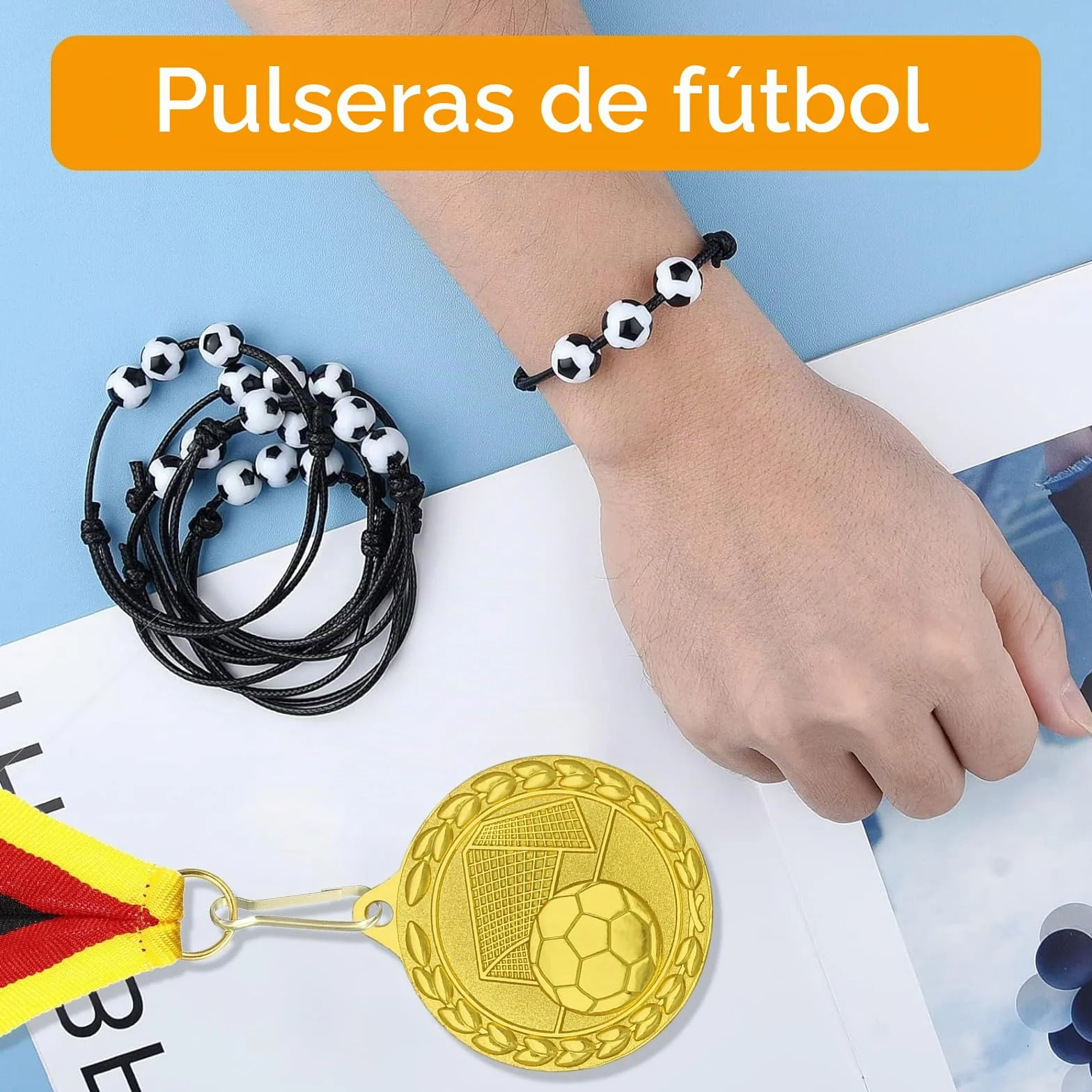Medallas de Fútbol 12 piezas Pulseras de Fútbol Regalos de Fiesta para Niños Niñas