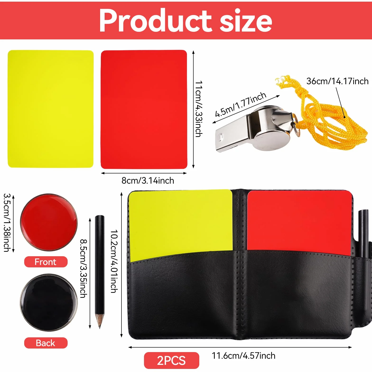 Kit de Tarjetas de Árbitro 21 Piezas, Juego de Fútbol con Tarjeta Roja y Amarilla para Deportes Escolares
