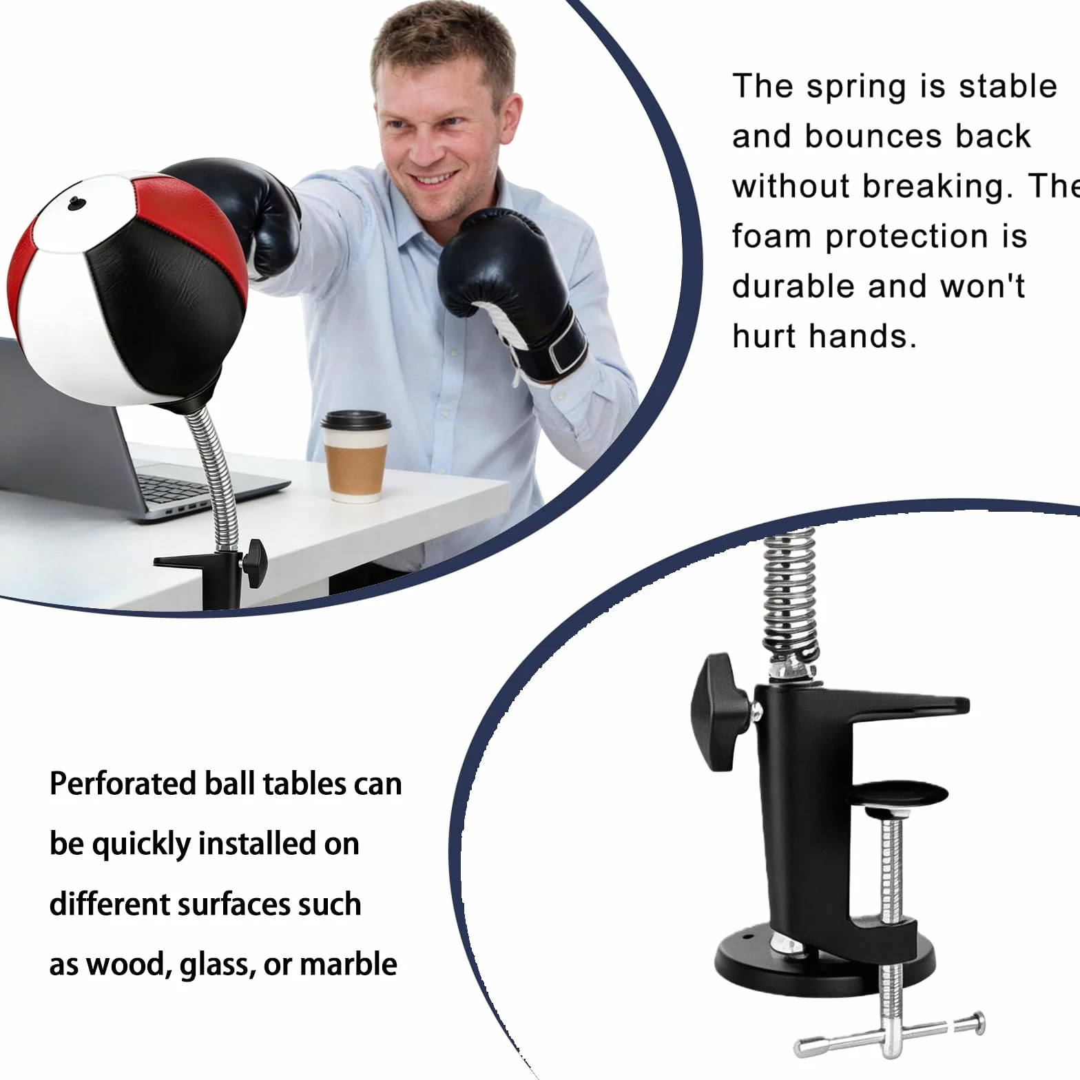 Mesa Punchingball con Abrazadera de Mesa, Mini Saco de Boxeo con Bomba de Aire para Aliviar el Estrés