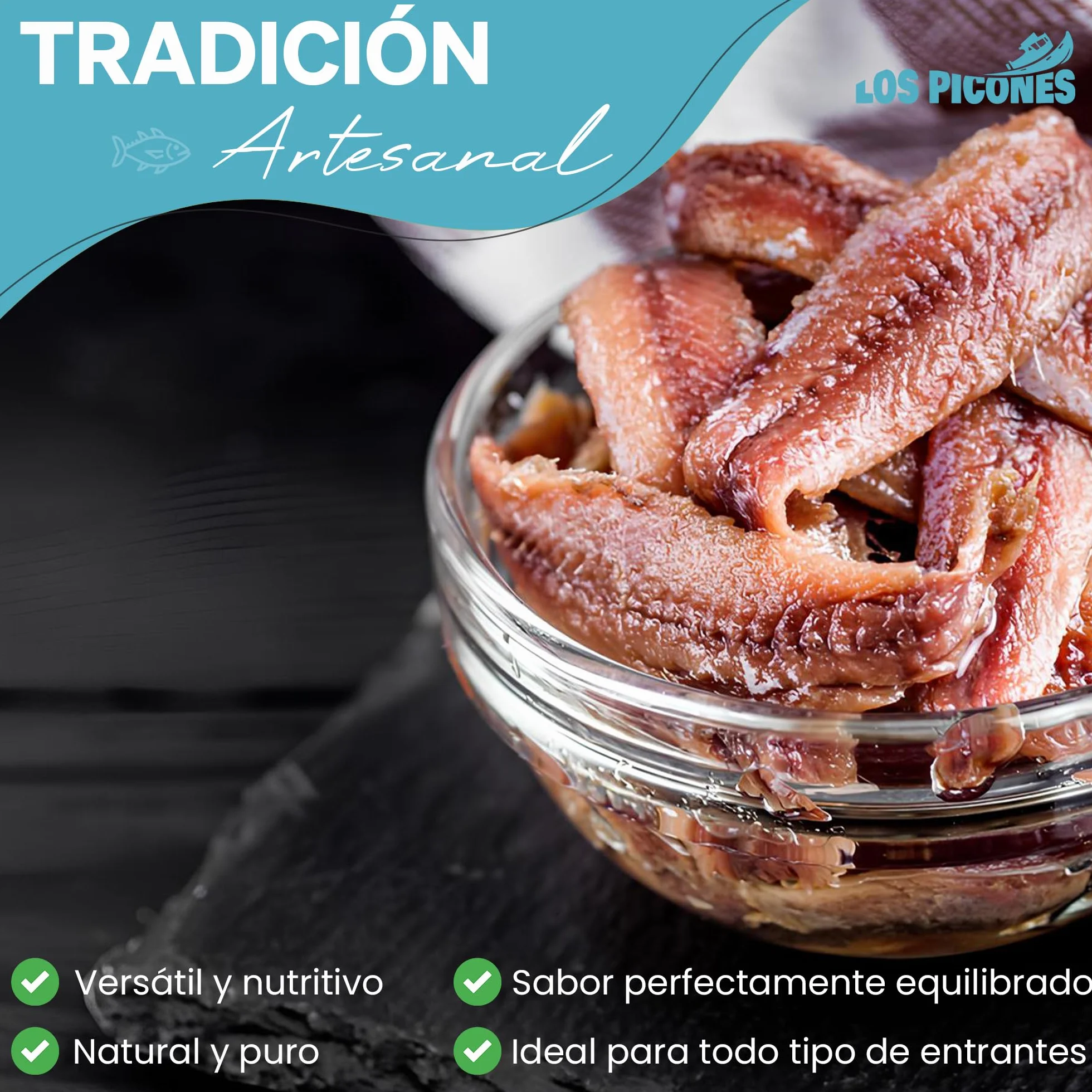 Anchoas Revilla® Anchoas de Santoña en Mantequilla Ecológica I Pack 5 Octavillas (50gr./8-10 lomos) (250gr./40-50 lomos) Anchoas del Cantábrico Gourmet I Conservas y Salazones Gourmet.