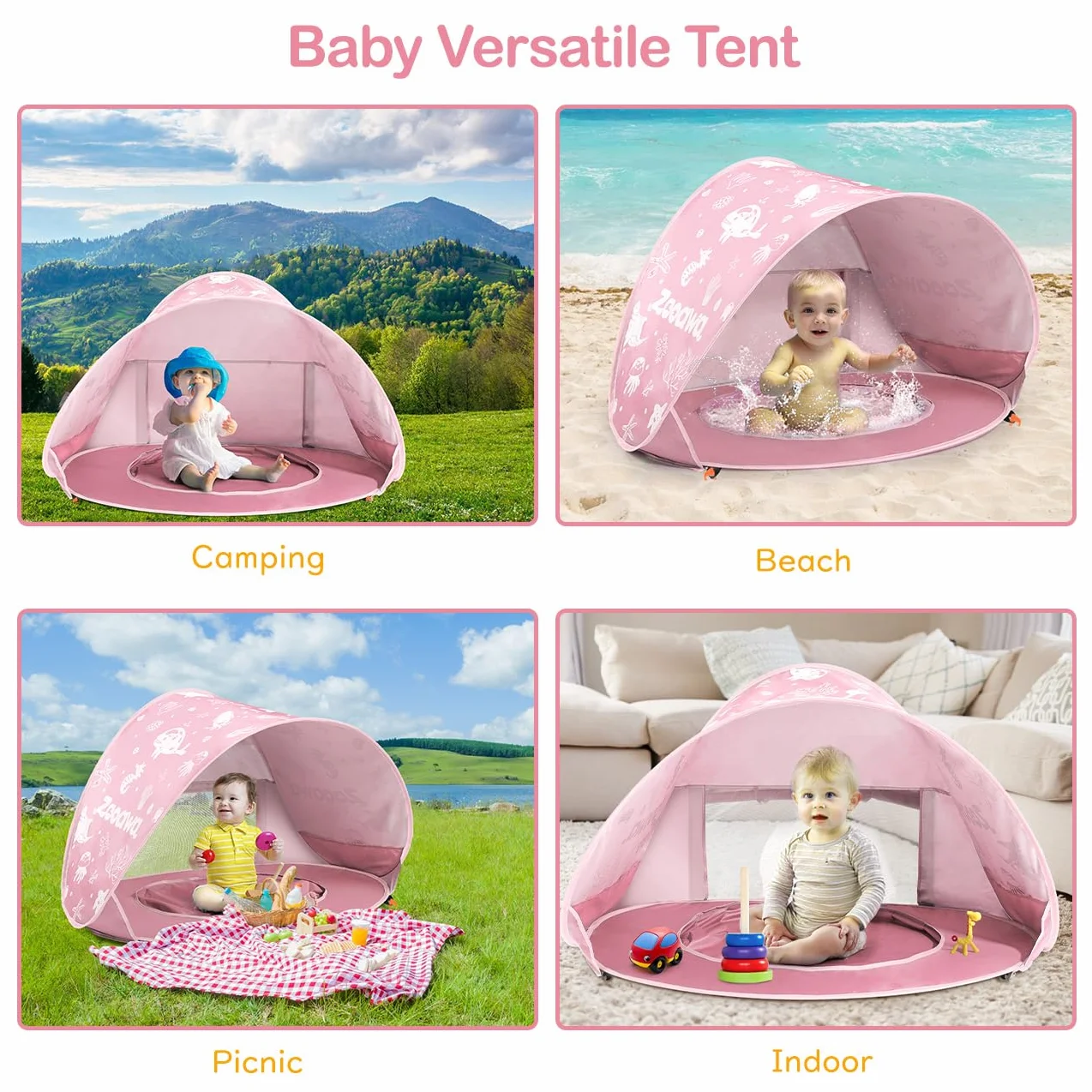 Tienda Playa Bebe Pop up con Piscina Plegable Portátil Protección Solar