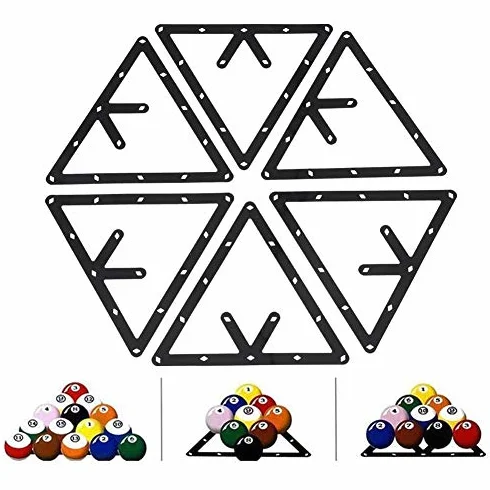 Soporte de Bola de Billar 6 Piezas Bastidor Triangular Negro Accesorio de Mesa