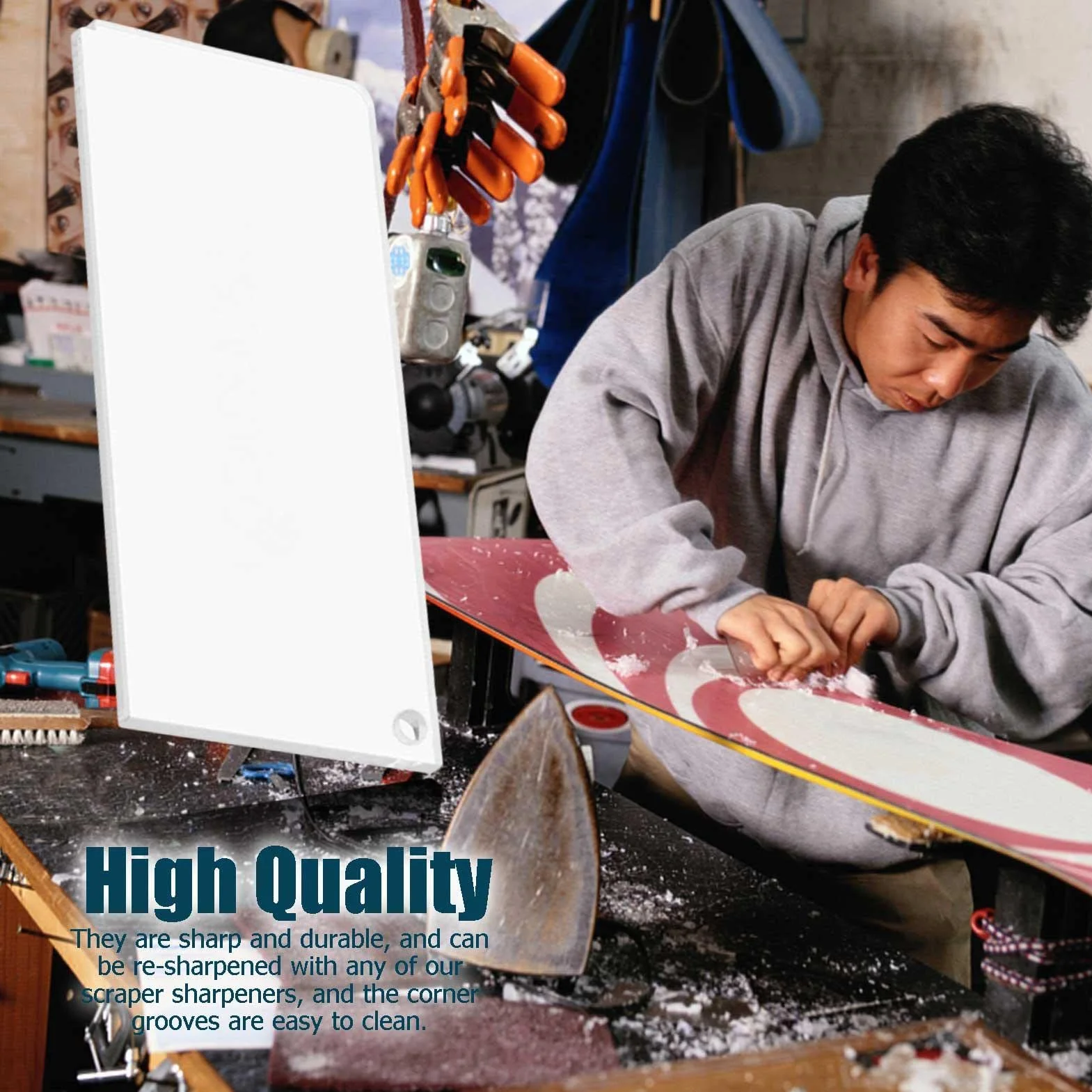 Rascador de cera de acrílico para esquís y tablas de snowboard 23 x 5,7 x 0,4 cm transparente
