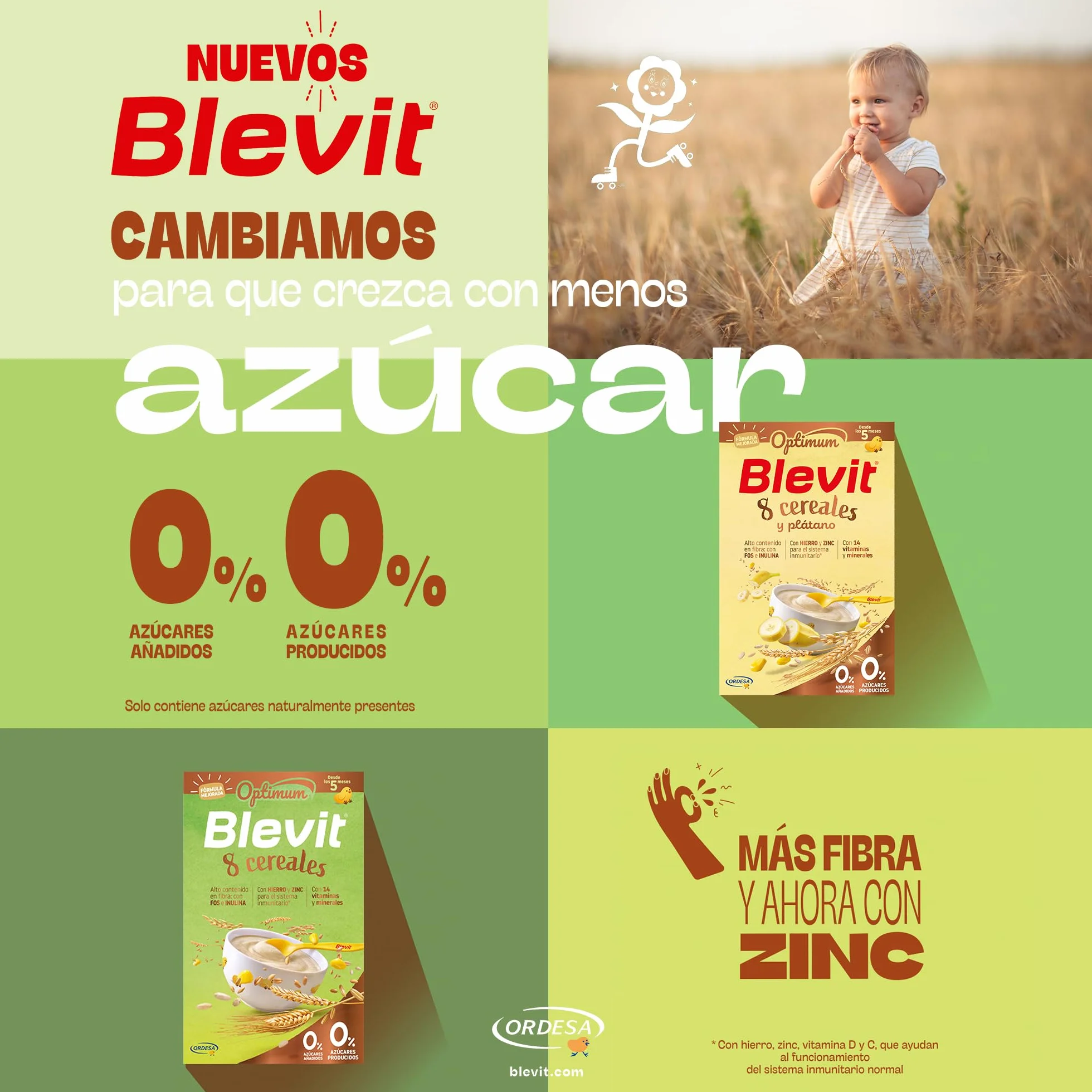 Blevit Optimum 8 Cereales y Plátano | 250g | Papilla para Bebé con 85% de Cereales - Copos de Plátano, Vitaminas, Minerales y Fibra
