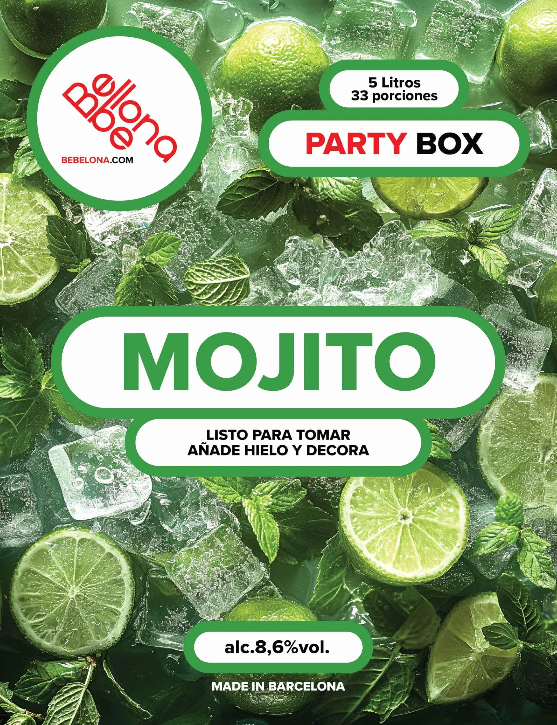 BEBELONA MOJITO Cóctel Alcohólico Listo para Servir 5 LTR