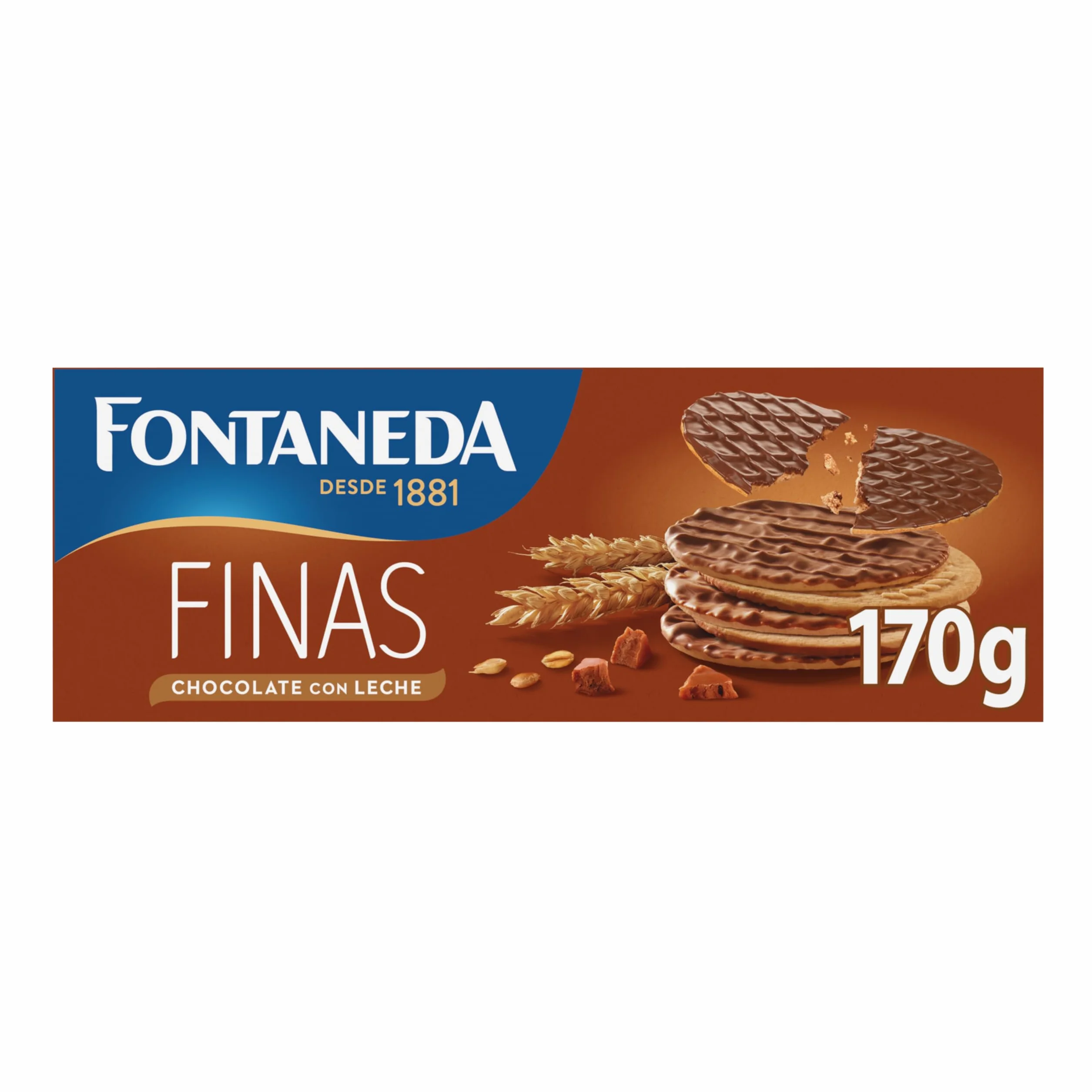 Fontaneda Digestive Galletas Finas con Chocolate con Leche, Snack Delicioso, 170 g