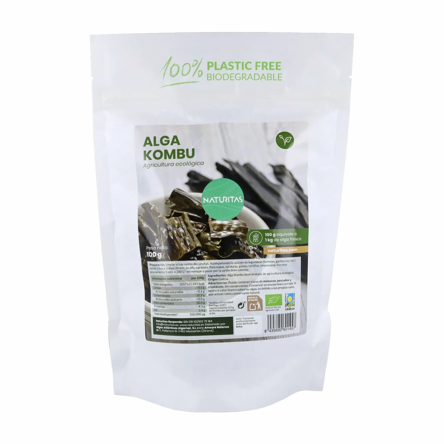Alga Kombu BIO | 100 g | Naturitas Essentials | Rica en yodo para caldos | Alga Kombu deshidratada de agricultura ecológica | Algas para Cocinar