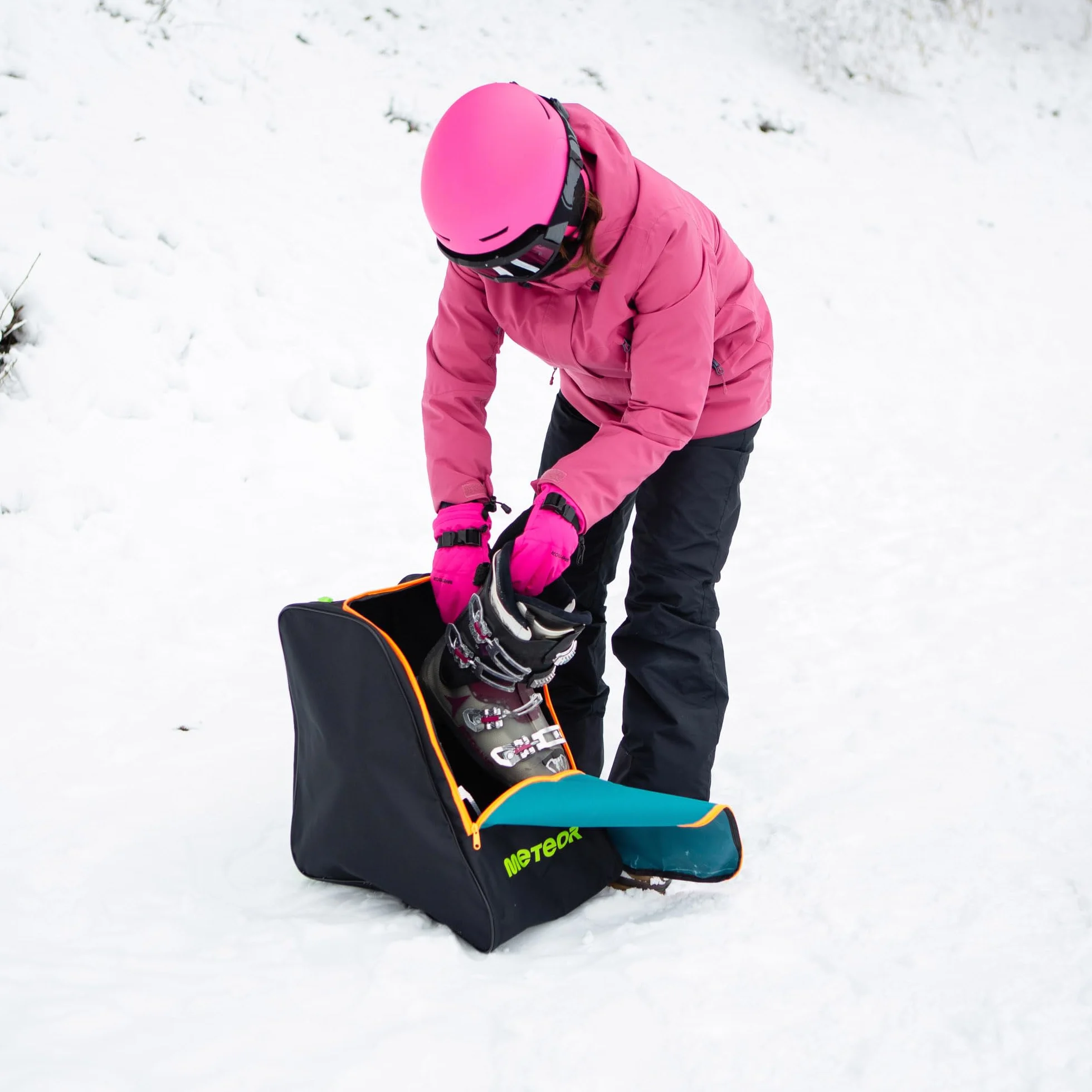Meteor Bolsa para Botas Esqui Mochila con Drenaje Inferior para Zapatos Snowboard Bolsillo para Gafas Tabla Casco Patines