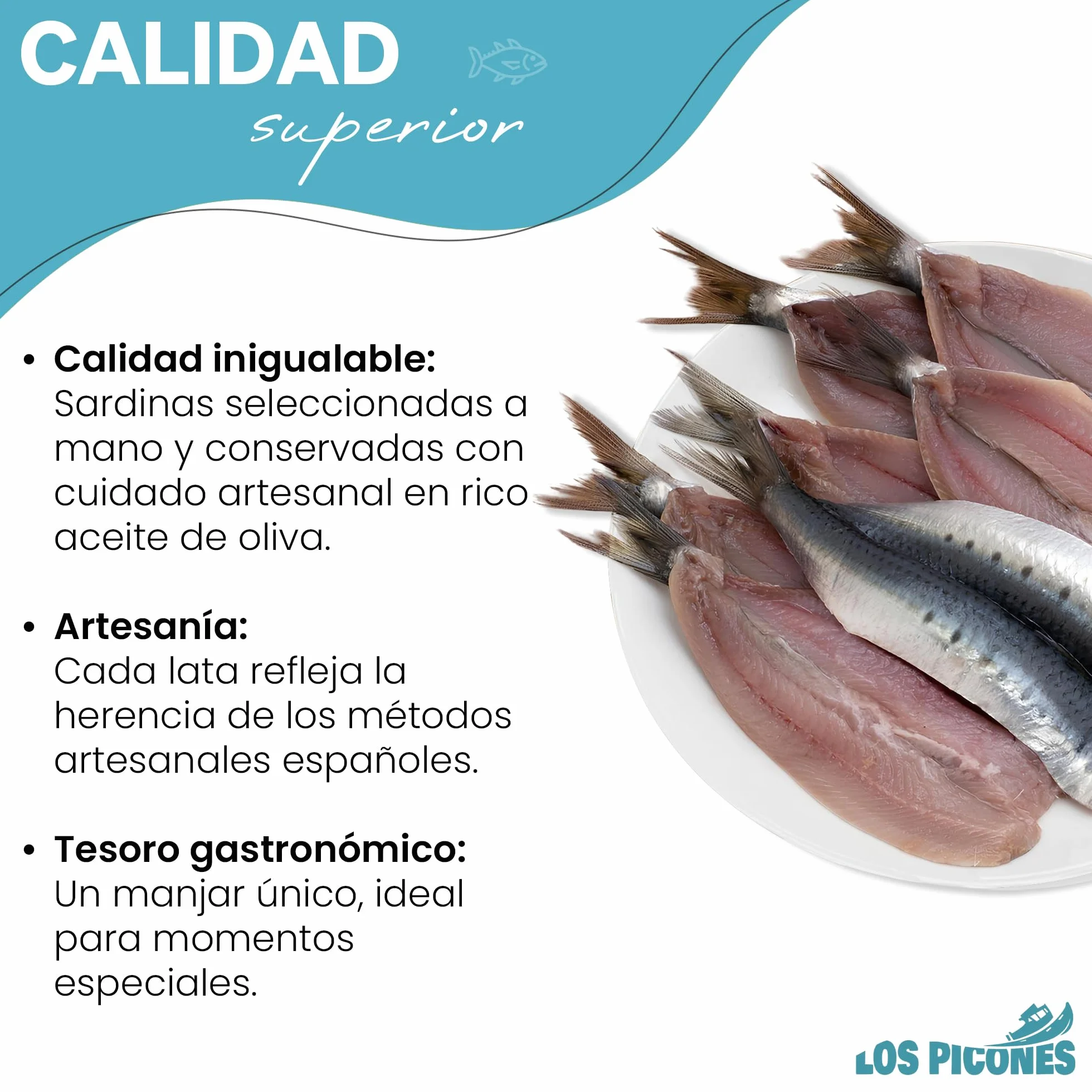 Los Picones Gourmet Sardinas Ahumadas en Aceite de Oliva Pack 3 Latas 115g