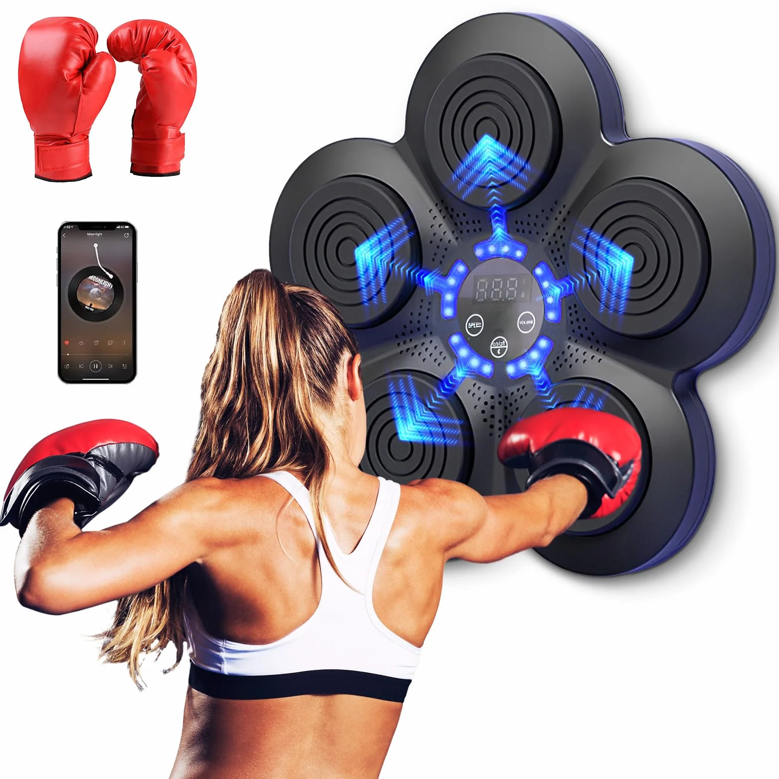 Boxeo Musical Electrónico Portátil de Pared Smart Bluetooth para Niños y Adultos