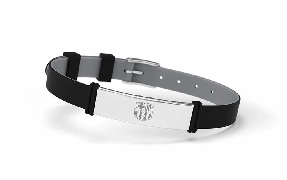 Pulsera FC Barcelona Oficial Escudo Ajustable Silicona Acero Inoxidable Hombre Mujer Niño