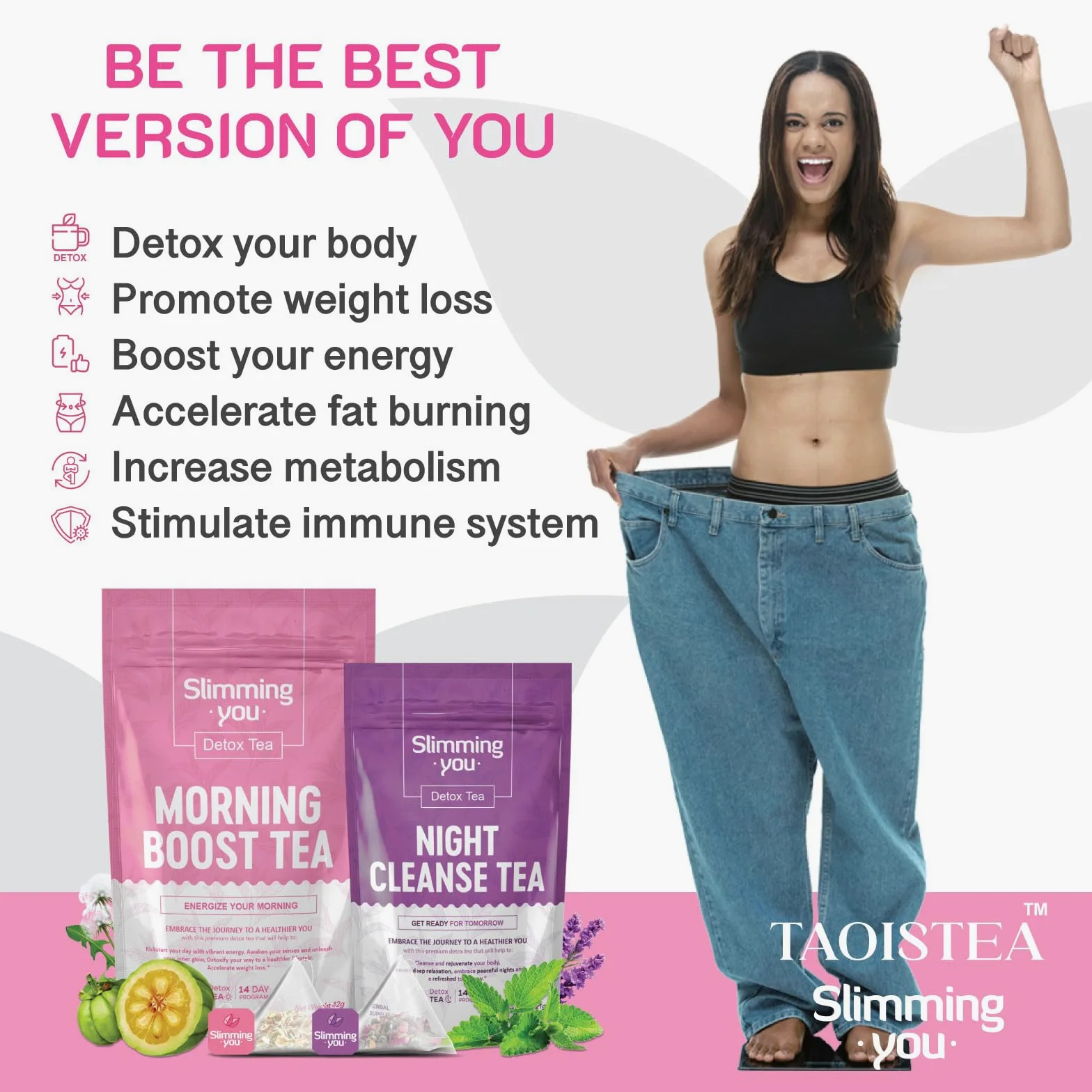 TAOISTEA Té desintoxicante – Mezclas de hierbas naturales de 14 días para limpieza de colon, movimiento intestinal y regulación, promueve la salud digestiva y la pérdida de peso para hombres y mujeres
