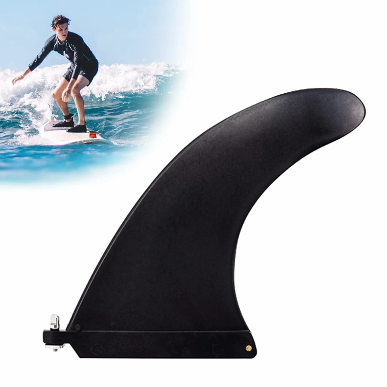 Aleta de Tabla de Surf de Nylon, Quilla Central para Tablas Largas, Kayak Inflable y Tabla SUP (Negro)