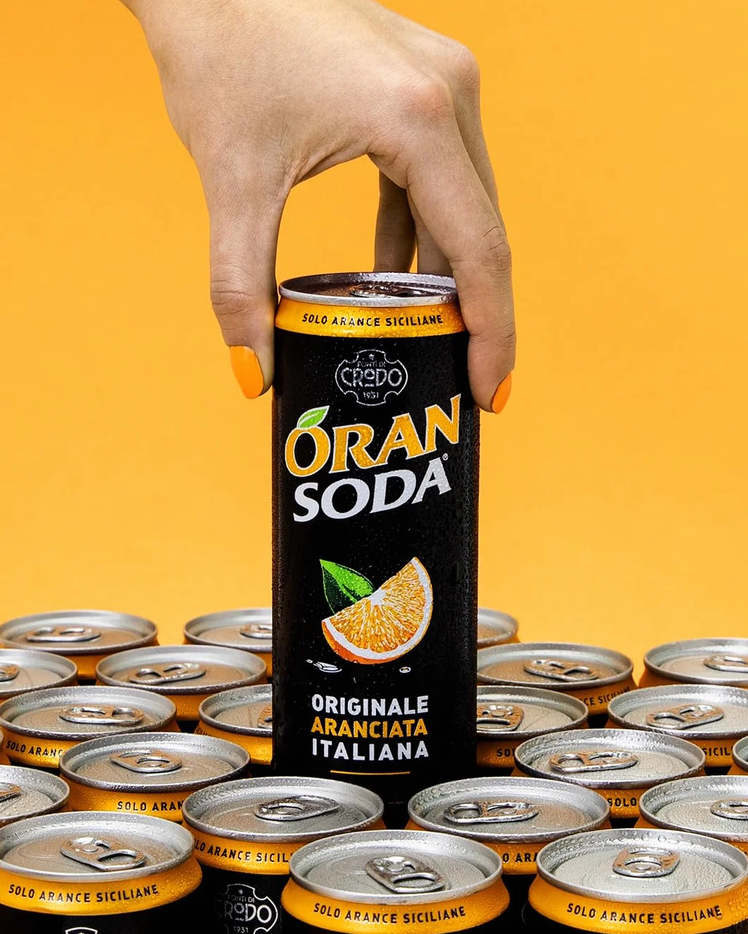Crodo Oran Soda Limonada 24 x 330 ml con pulpa aromas naturales naranja sur Italia lata