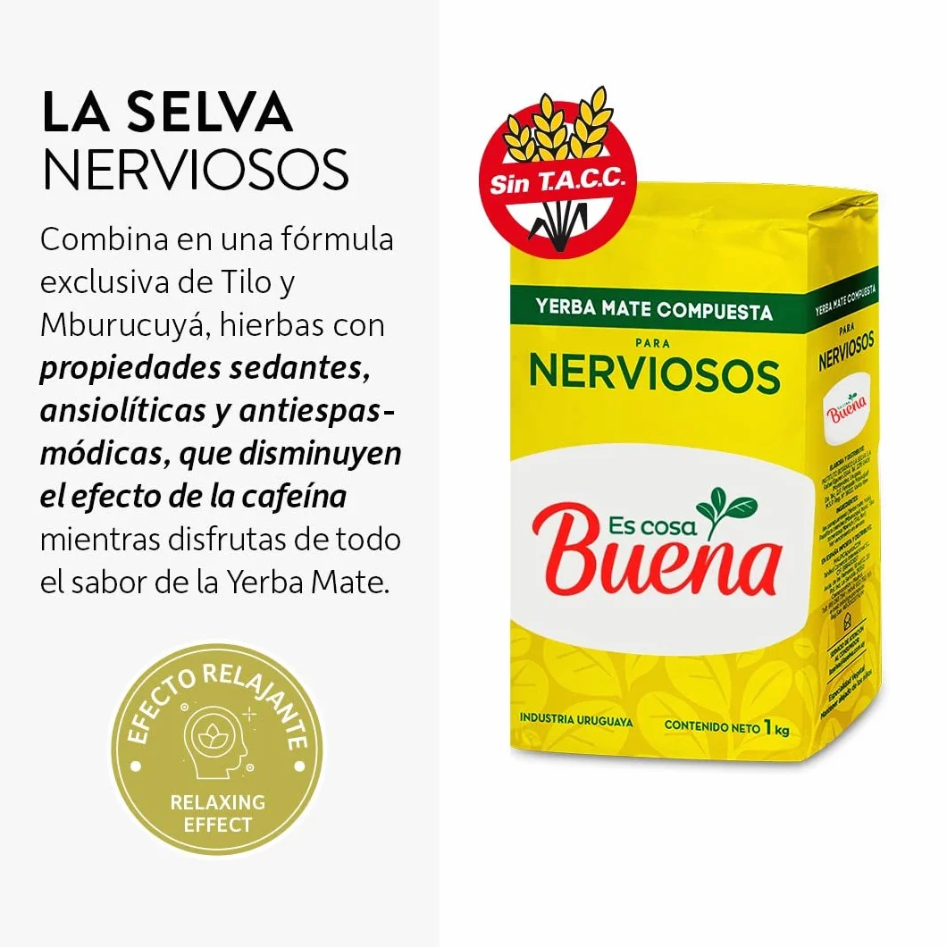 Qumir - Pack de Yerba Mate Es Cosa Buena Nerviosos 1Kg - 3 Unidades - Total 3 Kg de Yerba Mate - La Yerba de Siempre con nuevo nombre