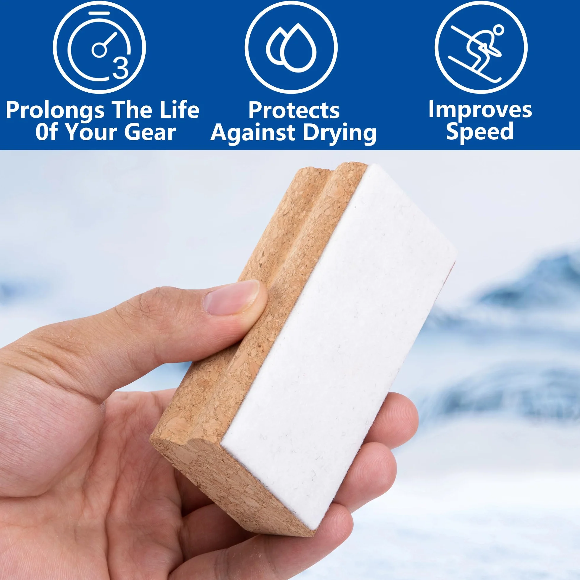 GIONAR Corchos pulidores para snowboard 2 unidades corcho natural con fieltro
