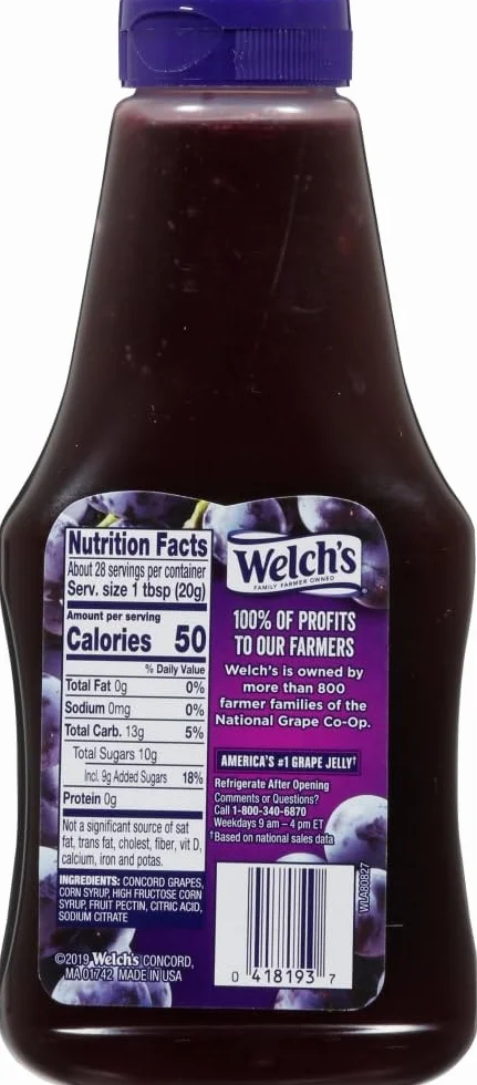 Welchs Grape Jelly Large 567g Squeezable Welch's