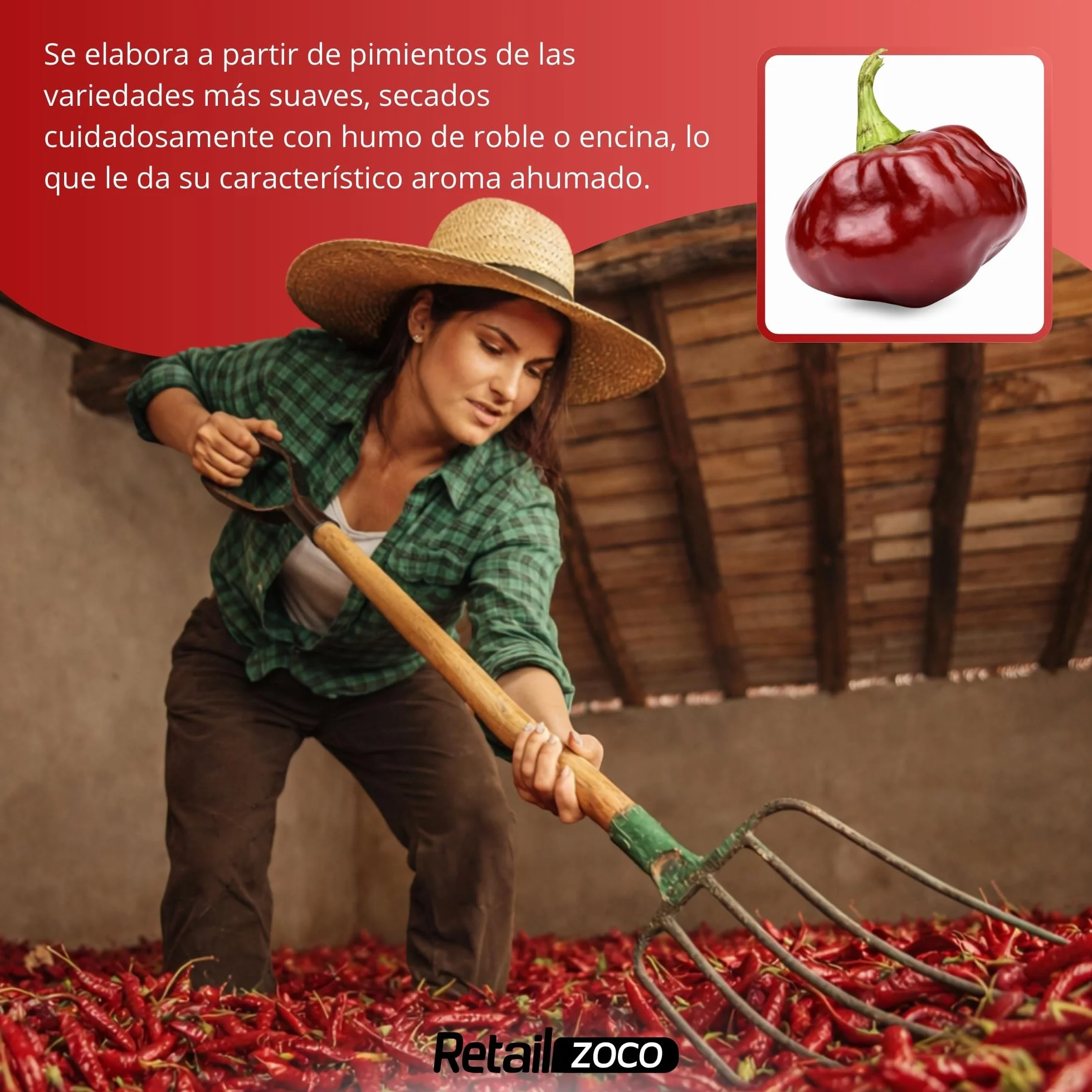 Pimentón de la Vera Ahumado Dulce, Denominación Origen Protegida, Pimentón Yuste 1557, Producido en Extremadura, Ideal para guisos, carnes, salsas y platos tradicionales, 1 bolsa de 250 gr