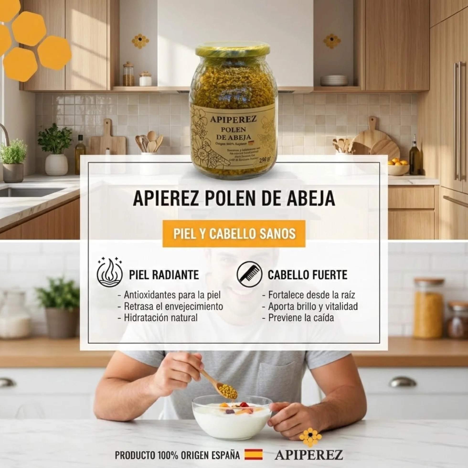 APIPEREZ Polen de Abeja 250 g – Superalimento Natural, Energético y Rico en Proteínas – Mejora Sistema Inmunitario y Rendimiento Físico