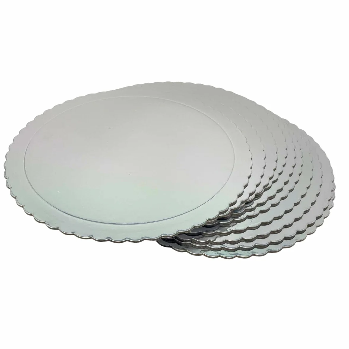 Decoraciondulce 10 x Discos/Bases Extrafuerte de 25cm X 3 Mm. Altura para pasteles (Plata)