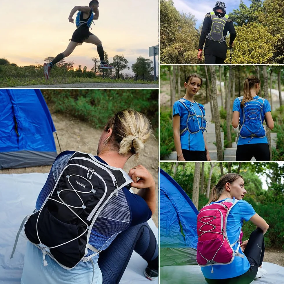 TEUEN Mochila de Hidratación 2L Bolsa de Agua 6L Trail Running Ligera Senderismo Ciclismo Unisex