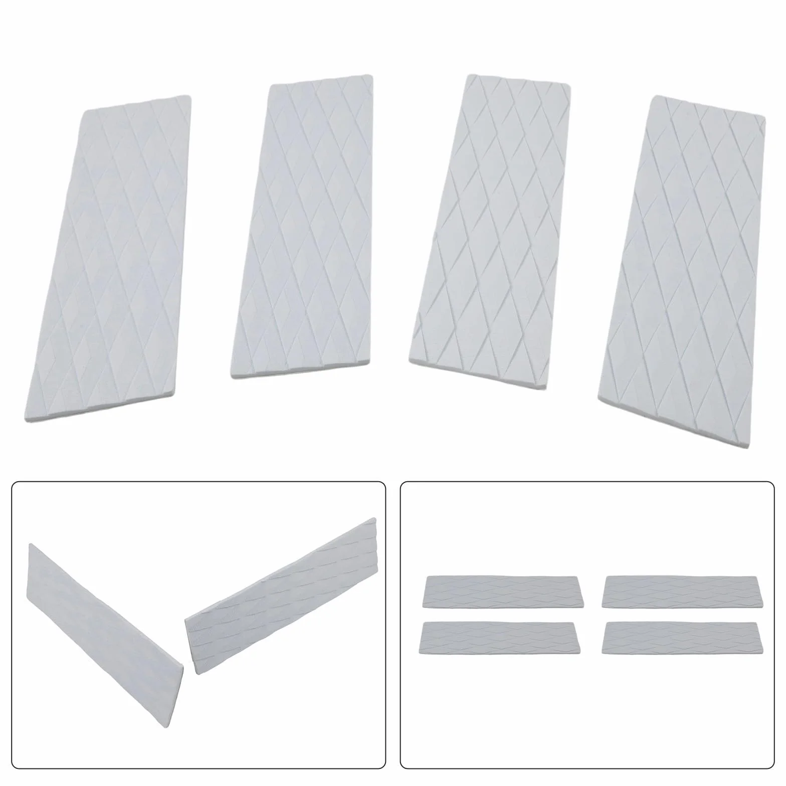 Alfombrillas antideslizantes de EVA para tablas de surf, acanaladas con respaldo, blanco