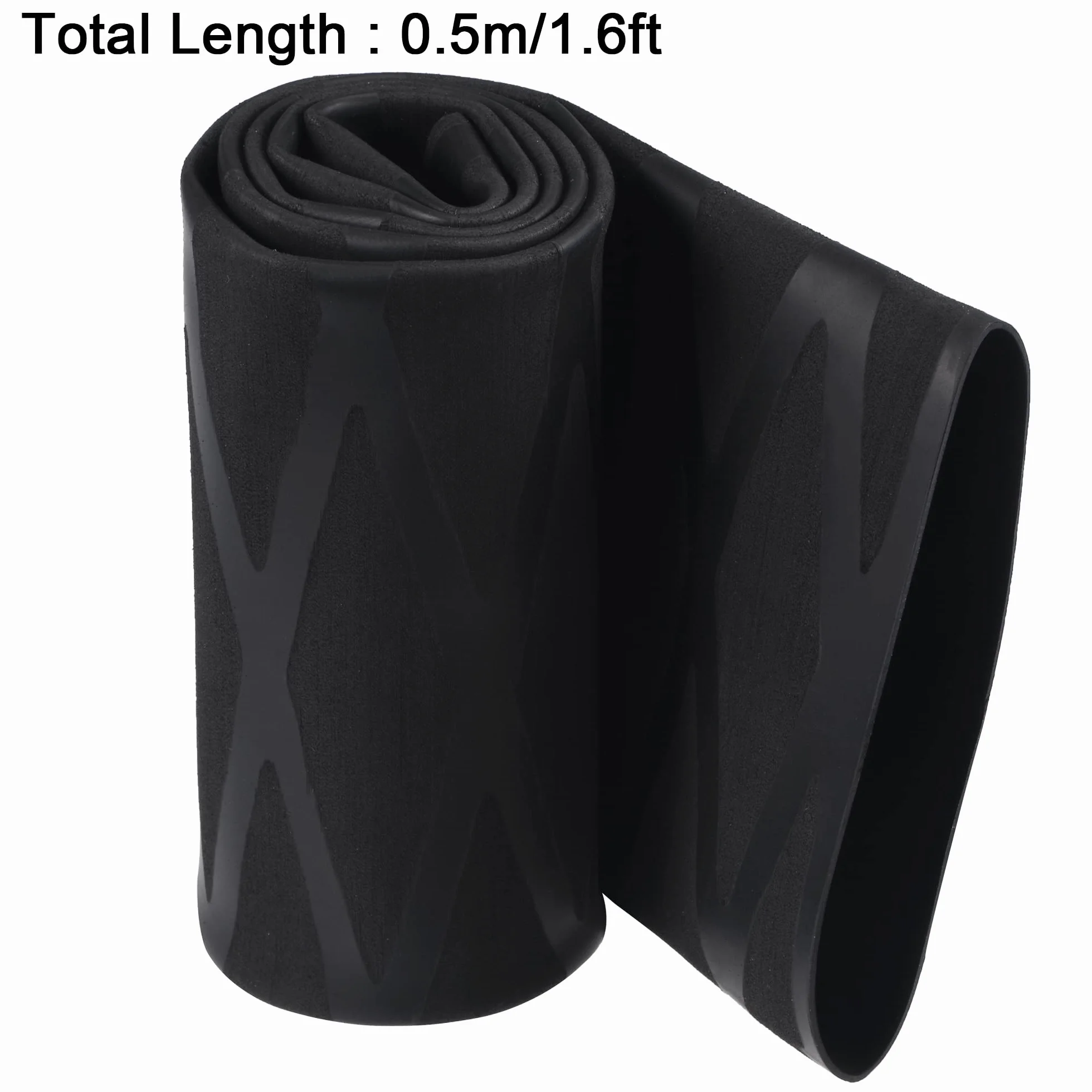 sourcing map Termorretráctil Envoltura Tubería 50mm Diámetro 77mm Plano 1.6pies 2:1 Relación Negro