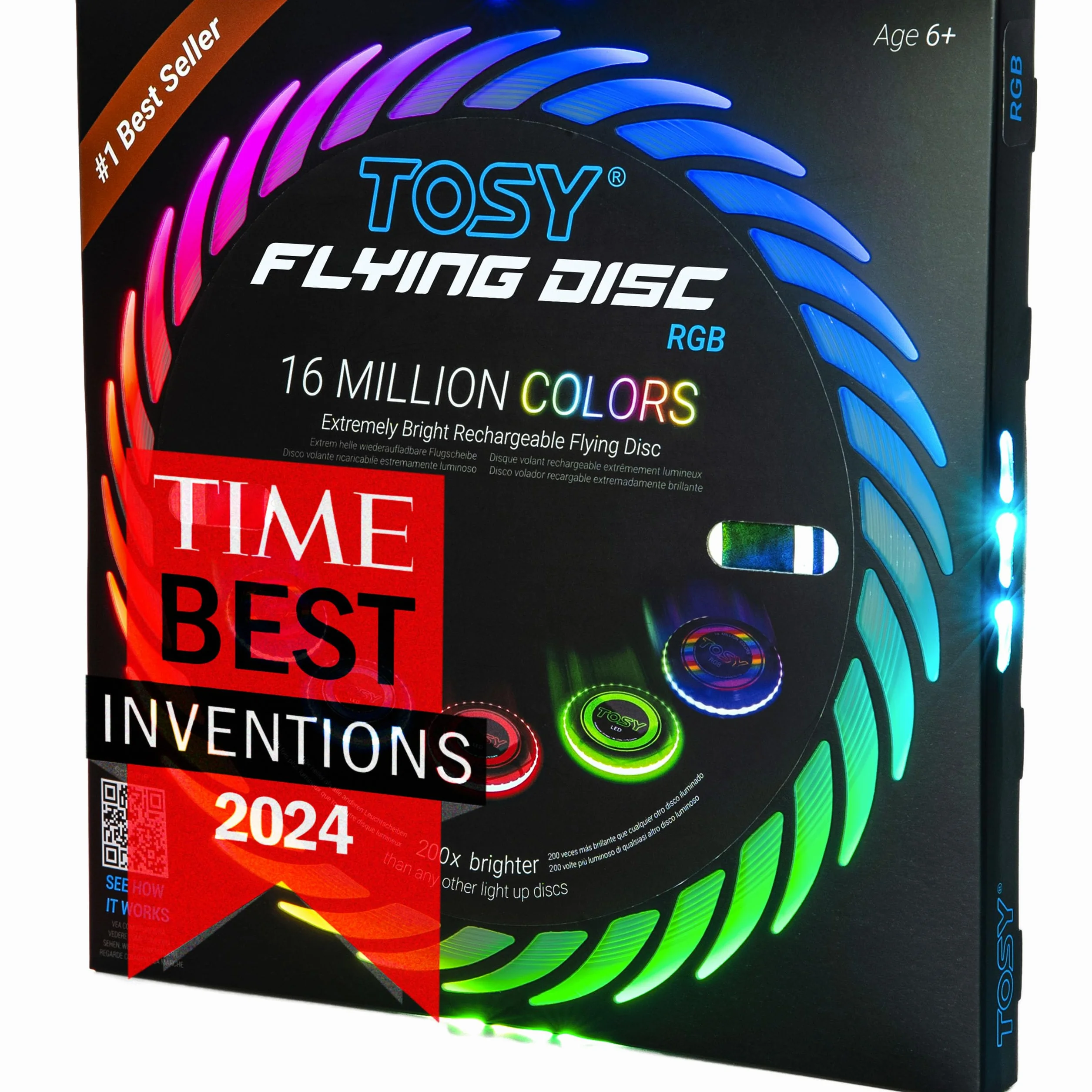 TOSY Flying Disc RGB LED 16 Colores Brillante Recargable Frisbee 175g