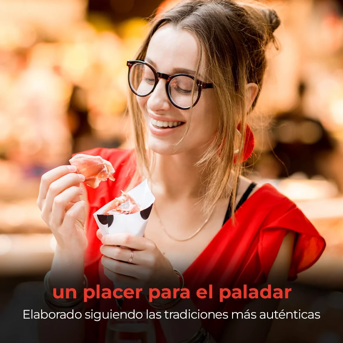 EIbérico - Jamón de Cebo Ibérico 50% Raza Ibérica – Loncheado al Vacío para Mayor Frescura – Sabor Tradicional y Gourmet – Producto Español (Pack 5 Sobres)