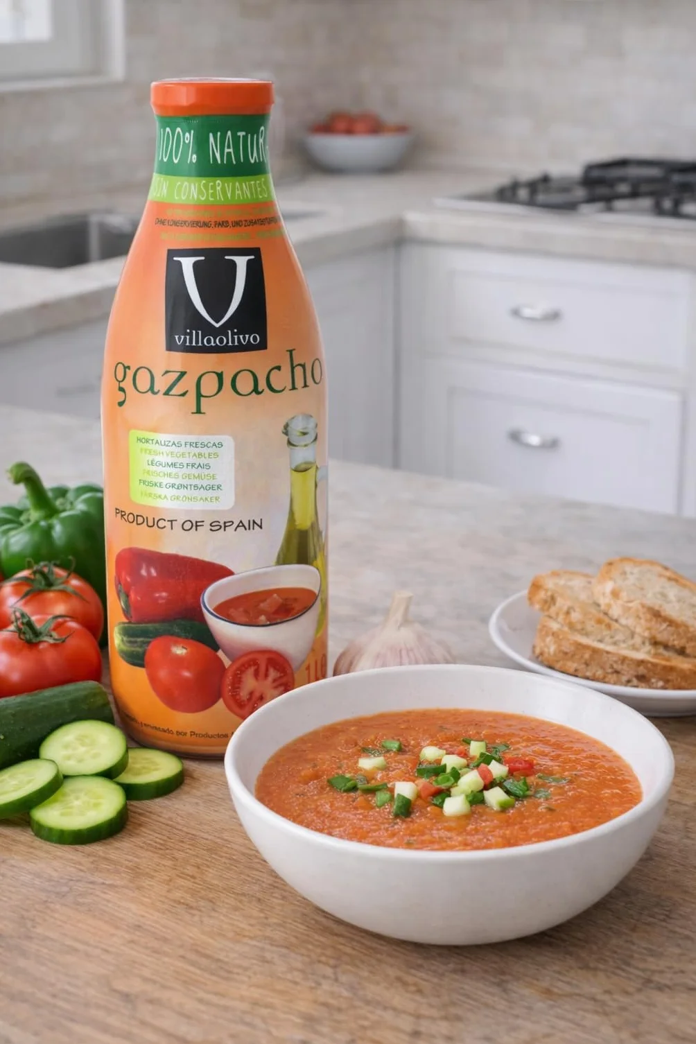 Villaolivo Gazpacho Tradicional 1L Pack 6 Sopa Fría Española 100% Natural Sin Conservantes